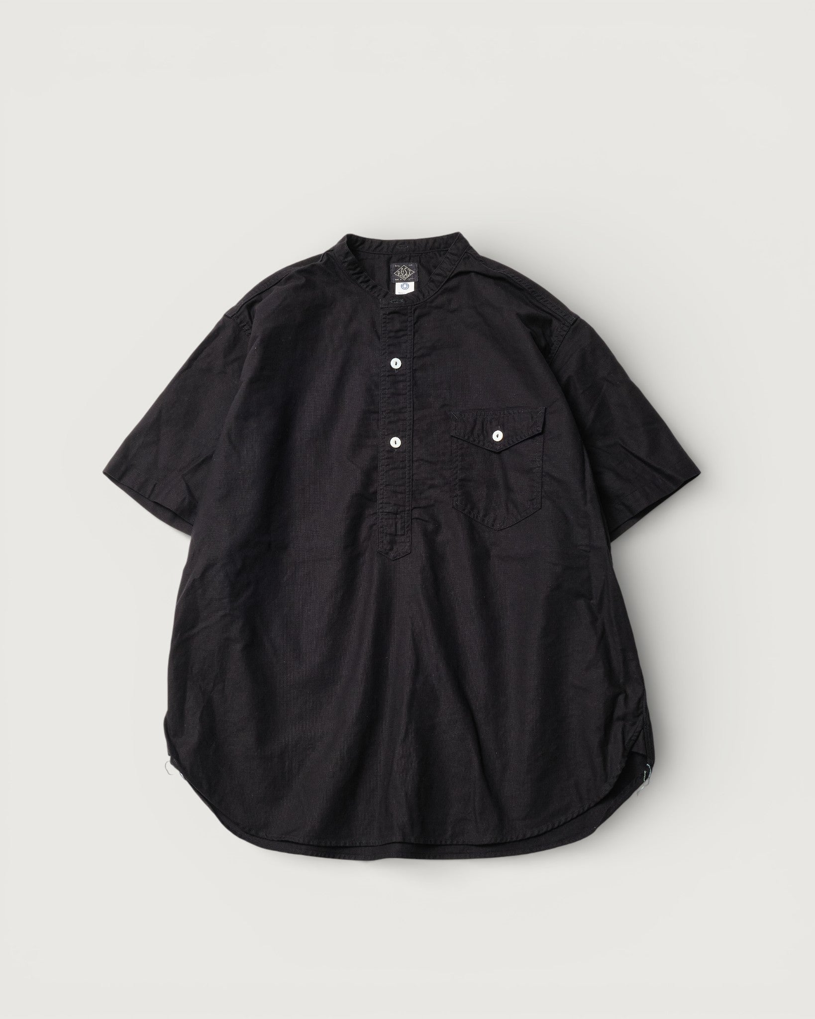 #3213SB-PCB NAVY CUT~Band S/S : Panama cloth black