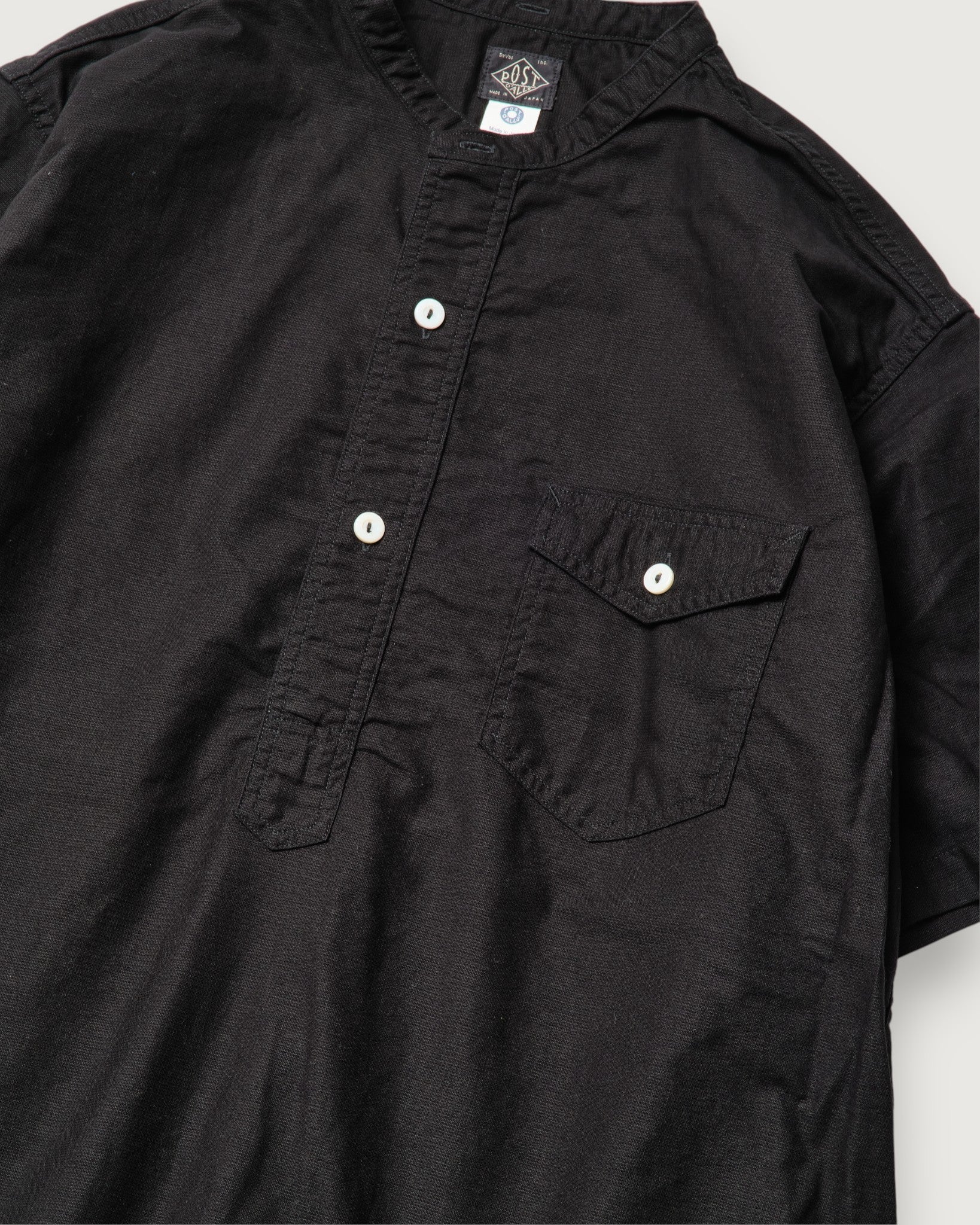 #3213SB-PCB NAVY CUT~Band S/S : Panama cloth black