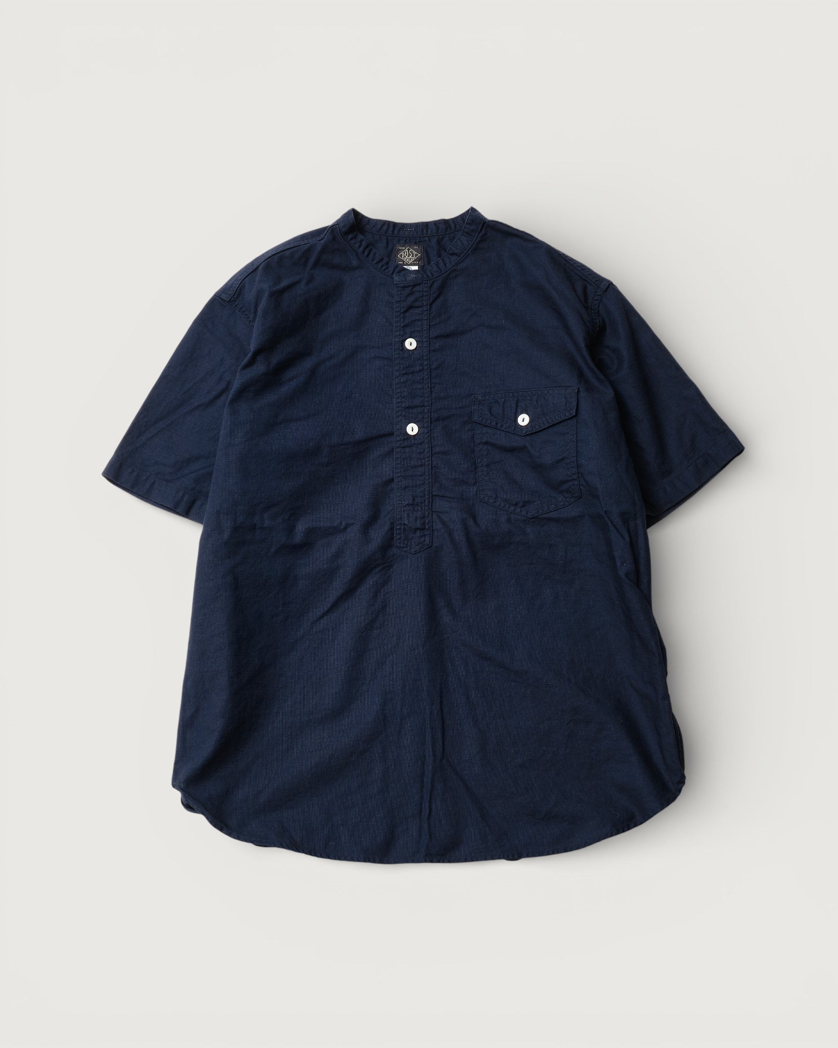 #3213SB-PCN NAVY CUT~Band S/S : Panama cloth navy