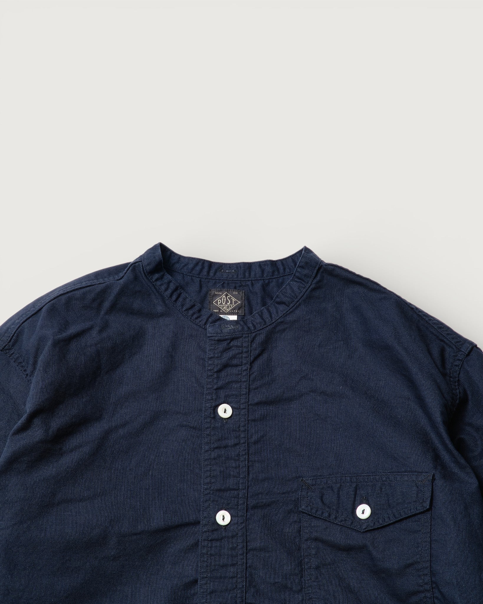 #3213SB-PCN NAVY CUT~Band S/S : Panama cloth navy