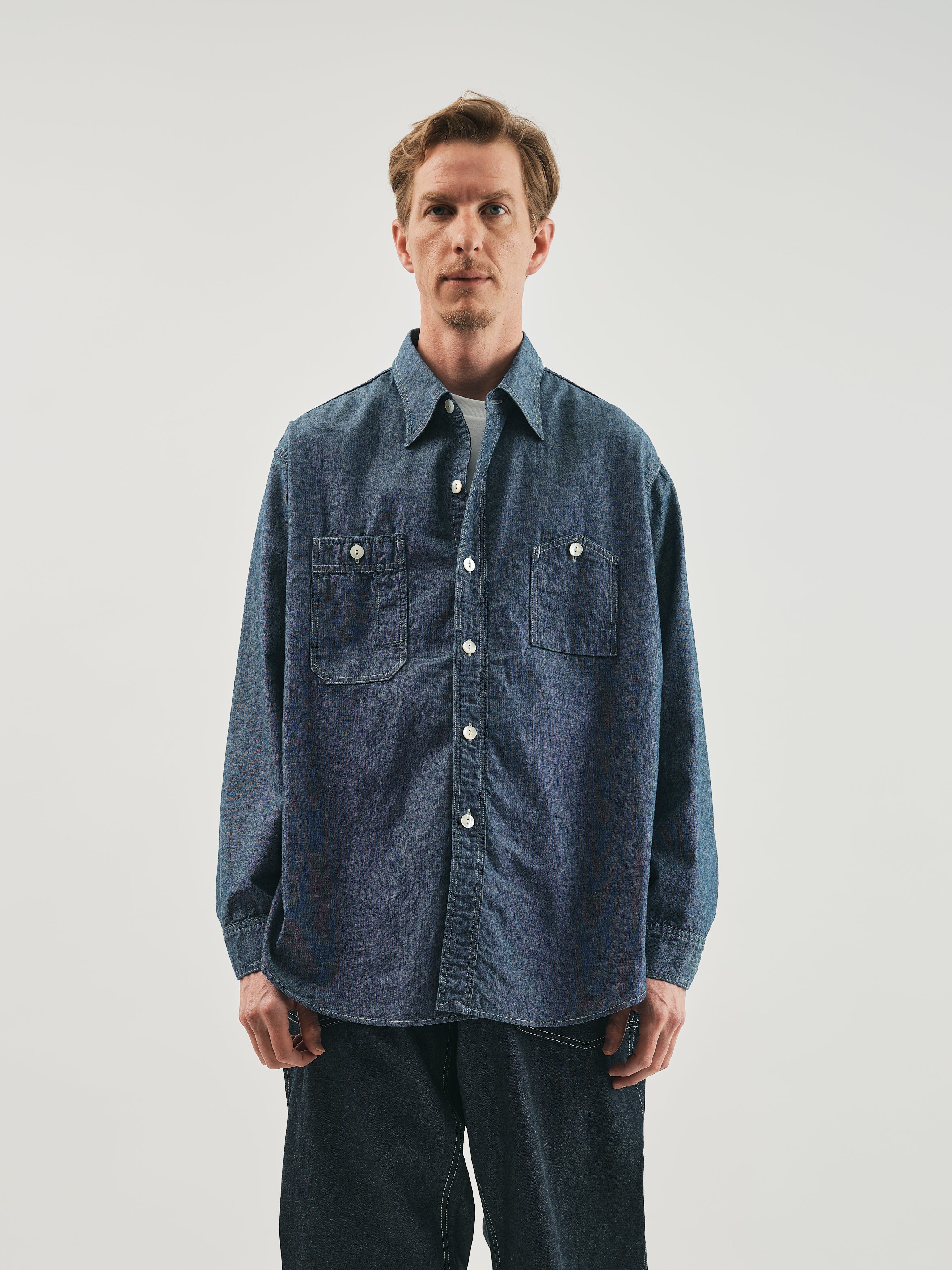 #1206-11 No.6 Shirt : classic chambray indigo