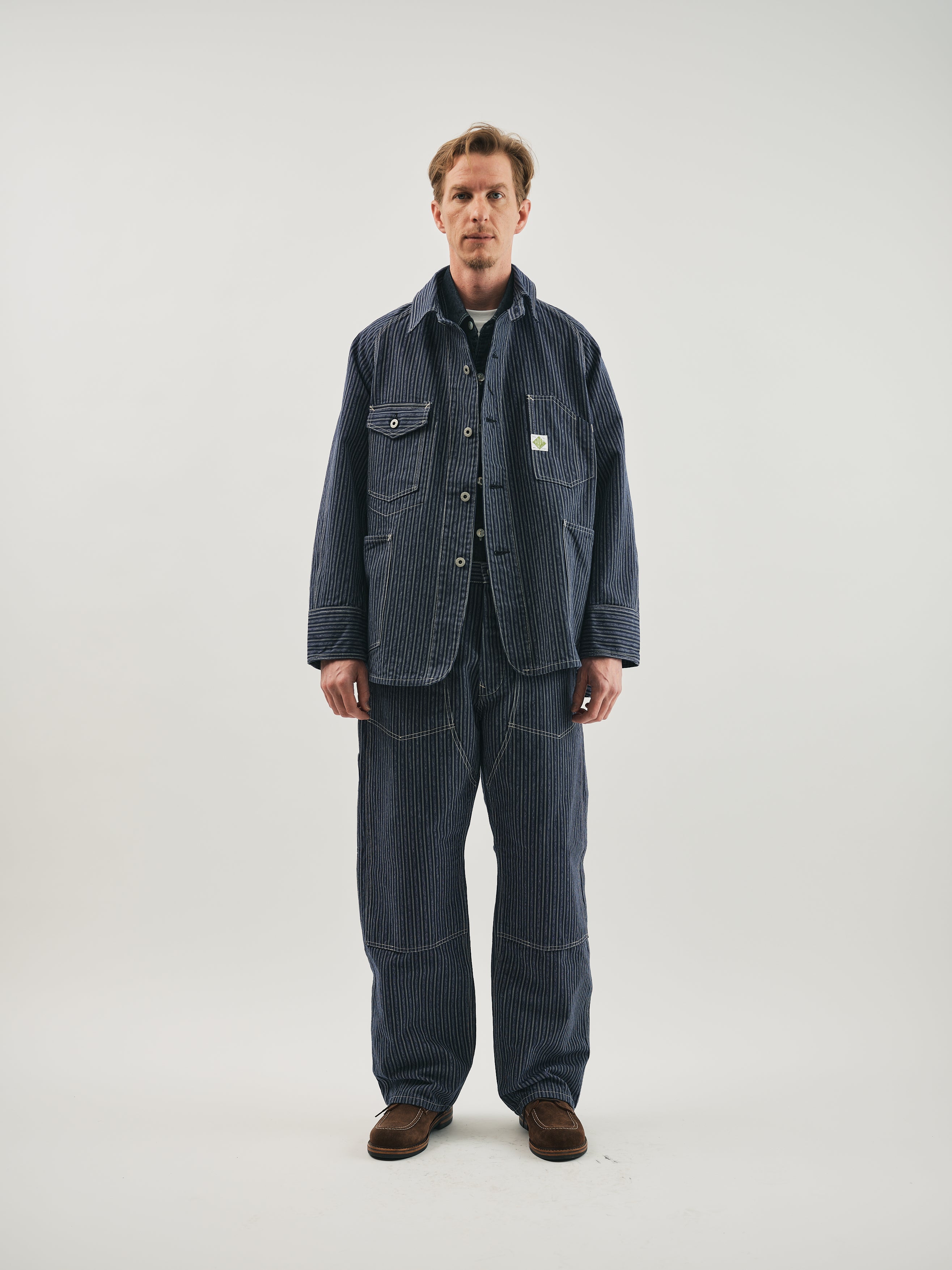 #1102-AS Engineers' Jacket : alternate stripe indigo