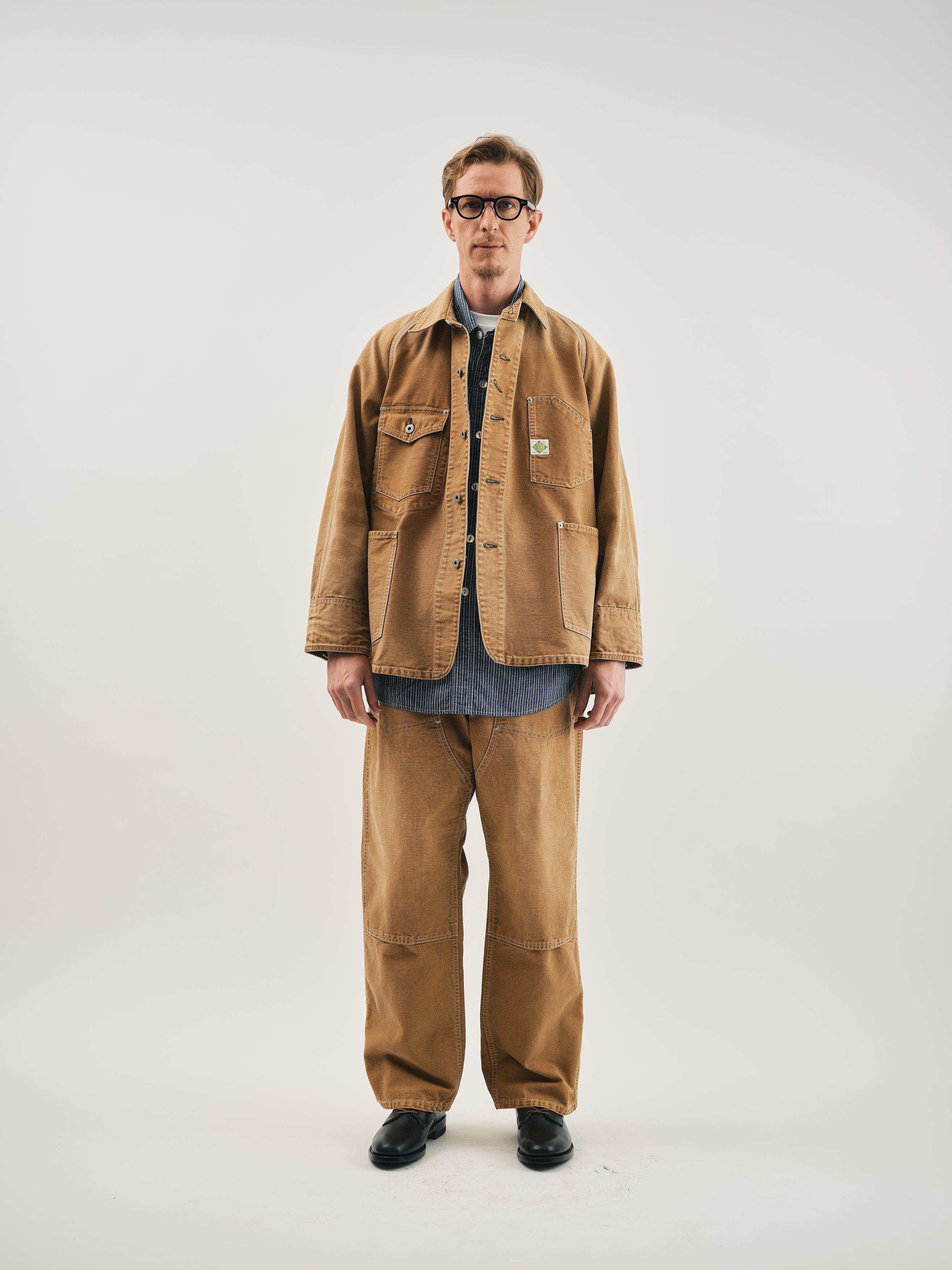 #1102-CR Engineers' Jacket : vintage canvas brown bio stone wash