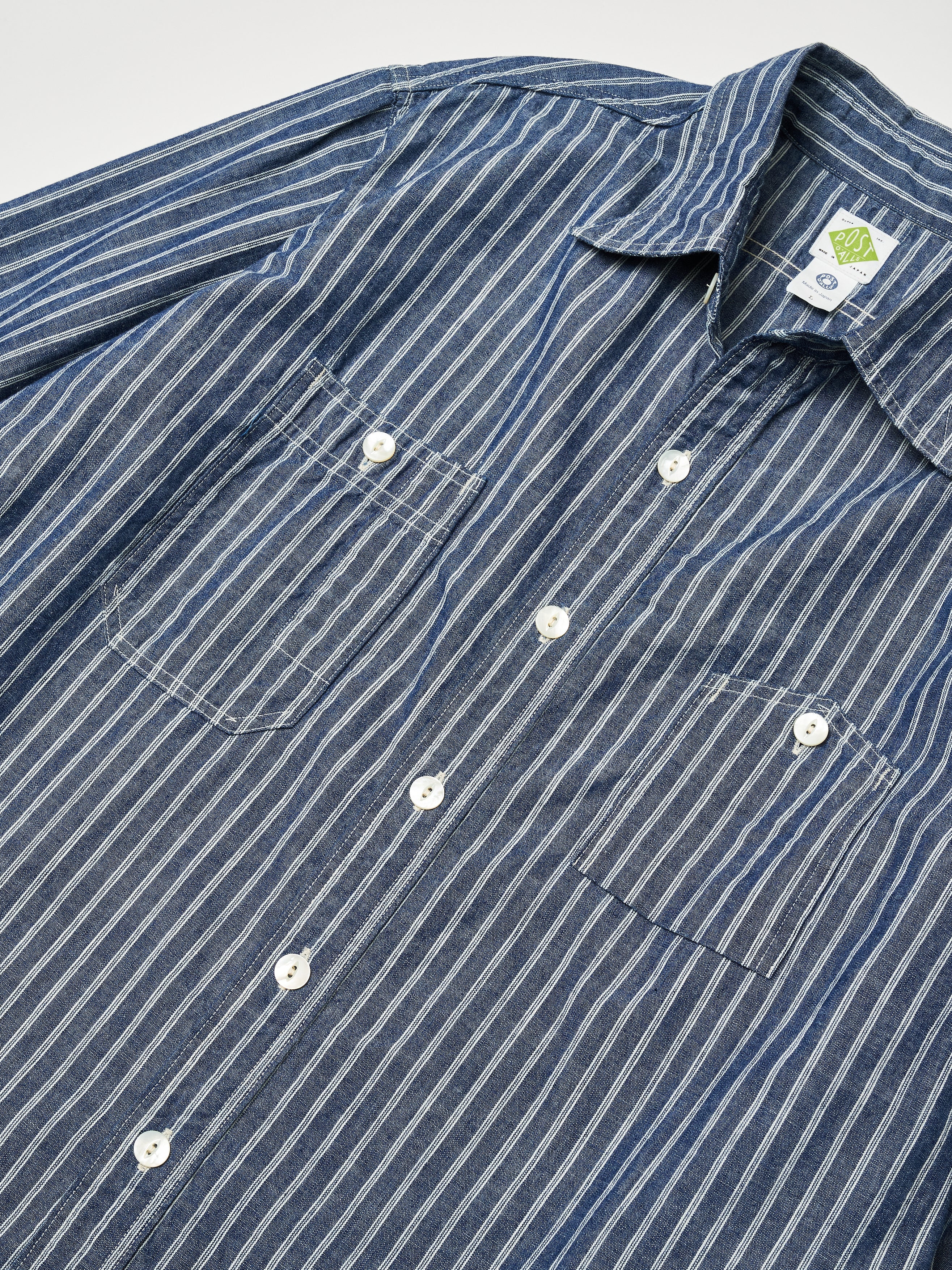 #1206-SC No.6 Shirt : stripe chambray indigo