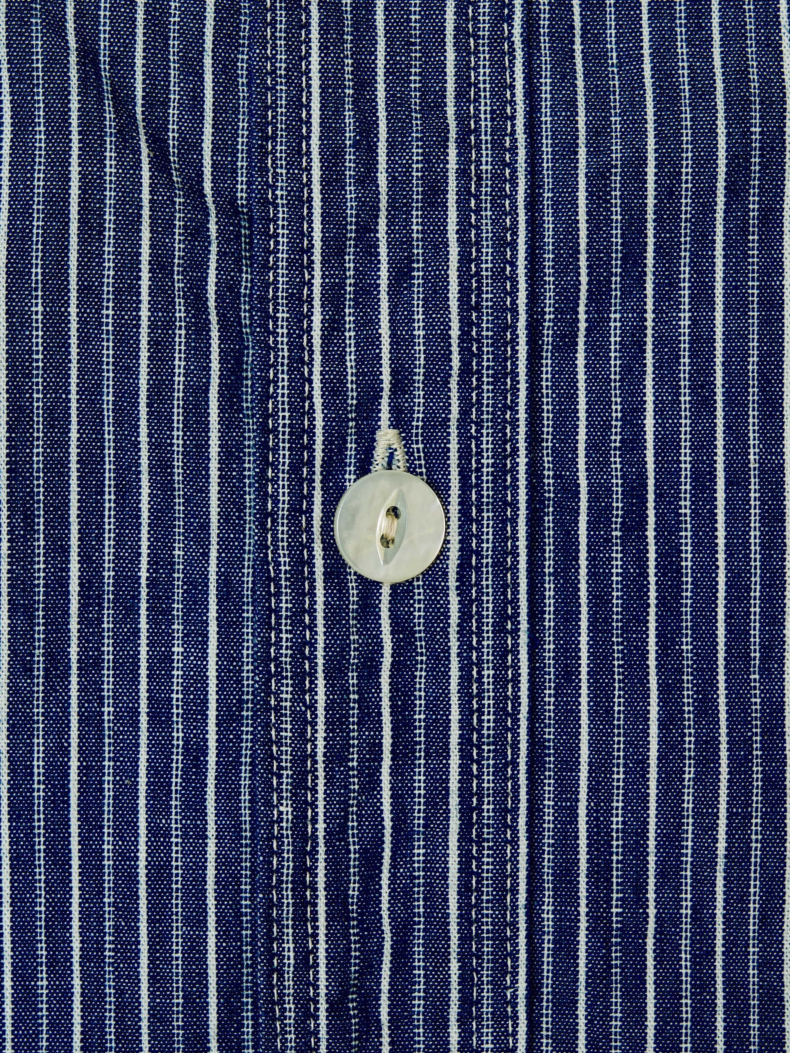 #1206-VCS No.6 Shirt : vintage calico stripe indigo