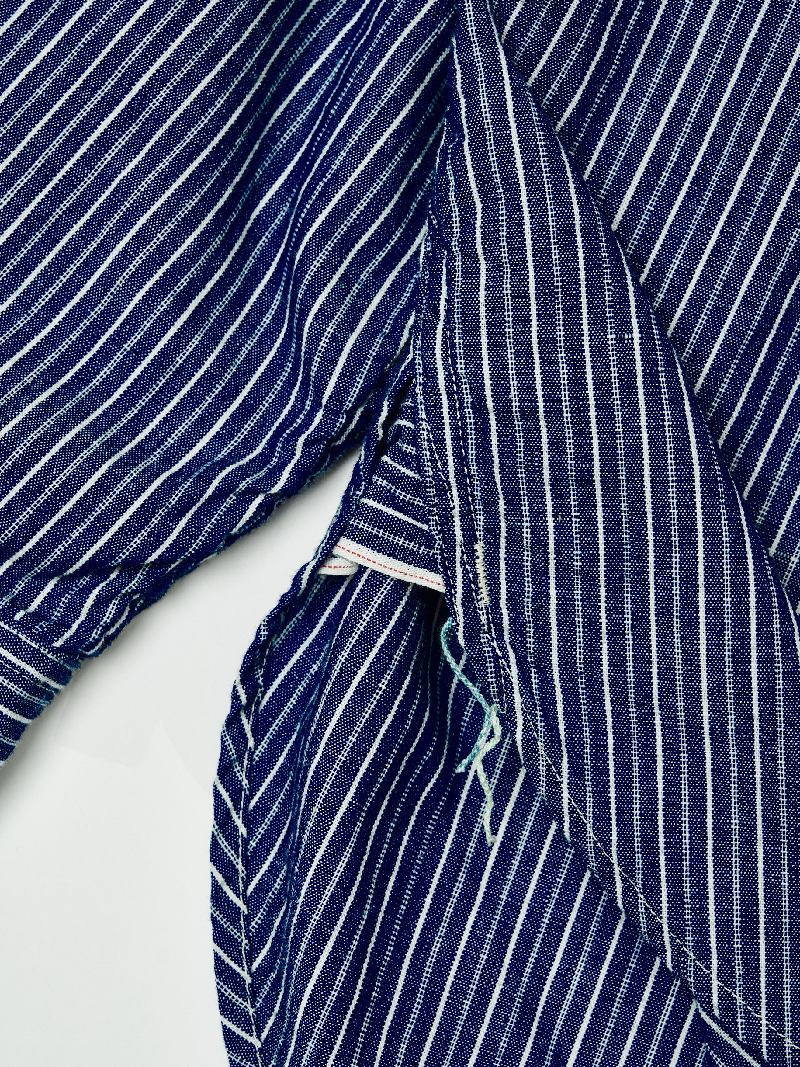 #1206-VCS No.6 Shirt : vintage calico stripe indigo