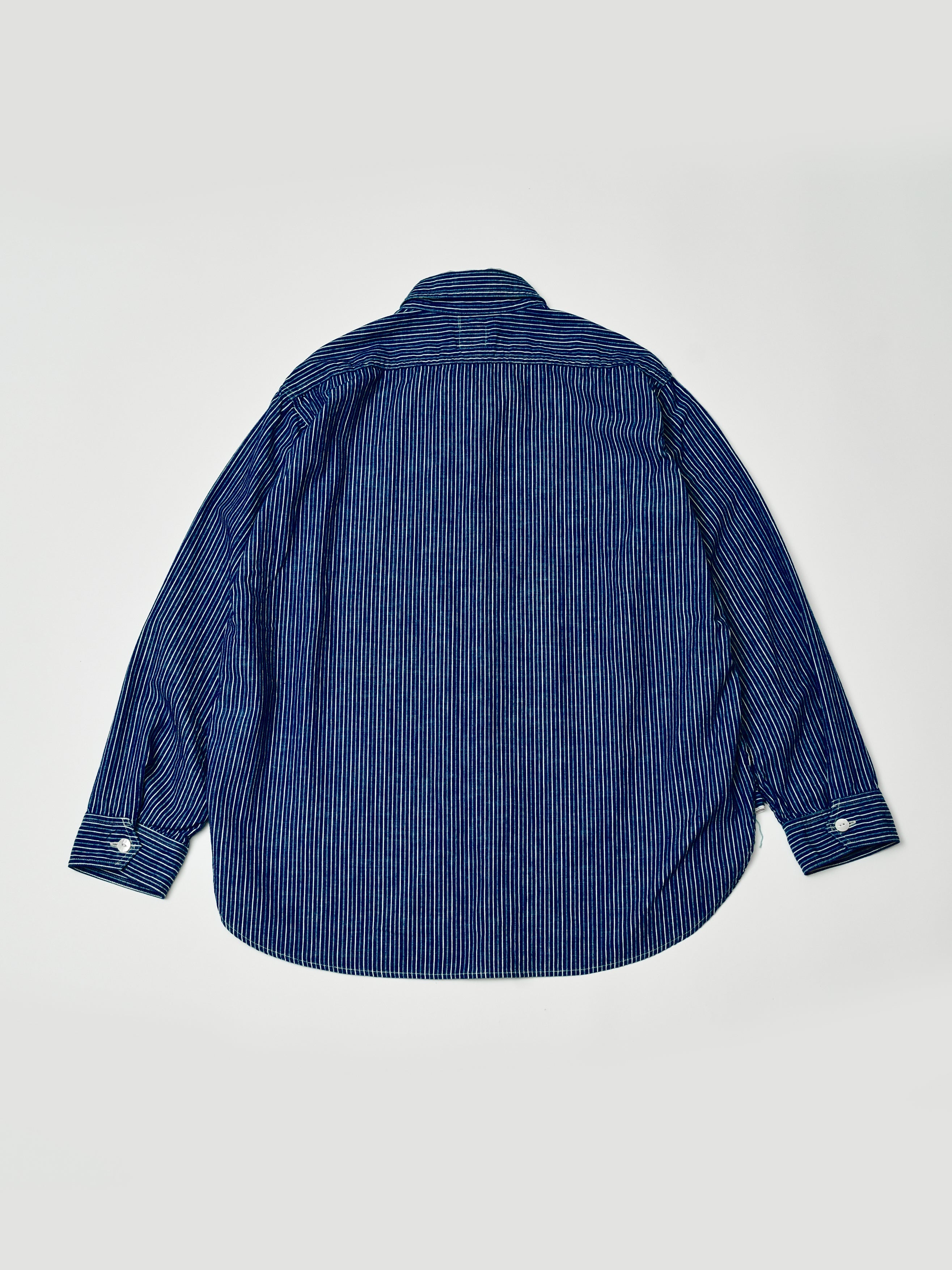 #1206-VCS No.6 Shirt : vintage calico stripe indigo