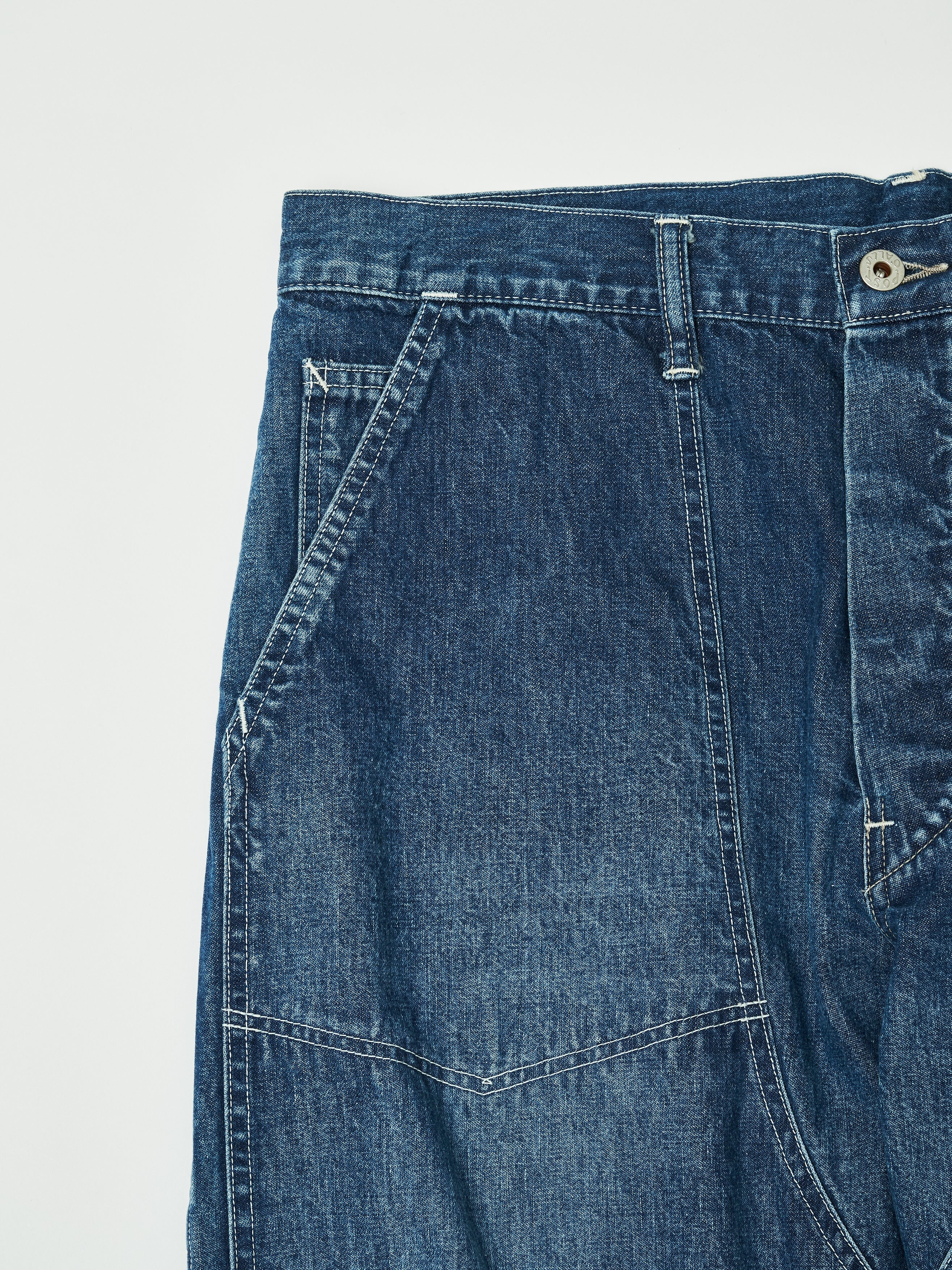 #1302-01W W-Knee Dungarees : 10 oz.denim indigo worn wash