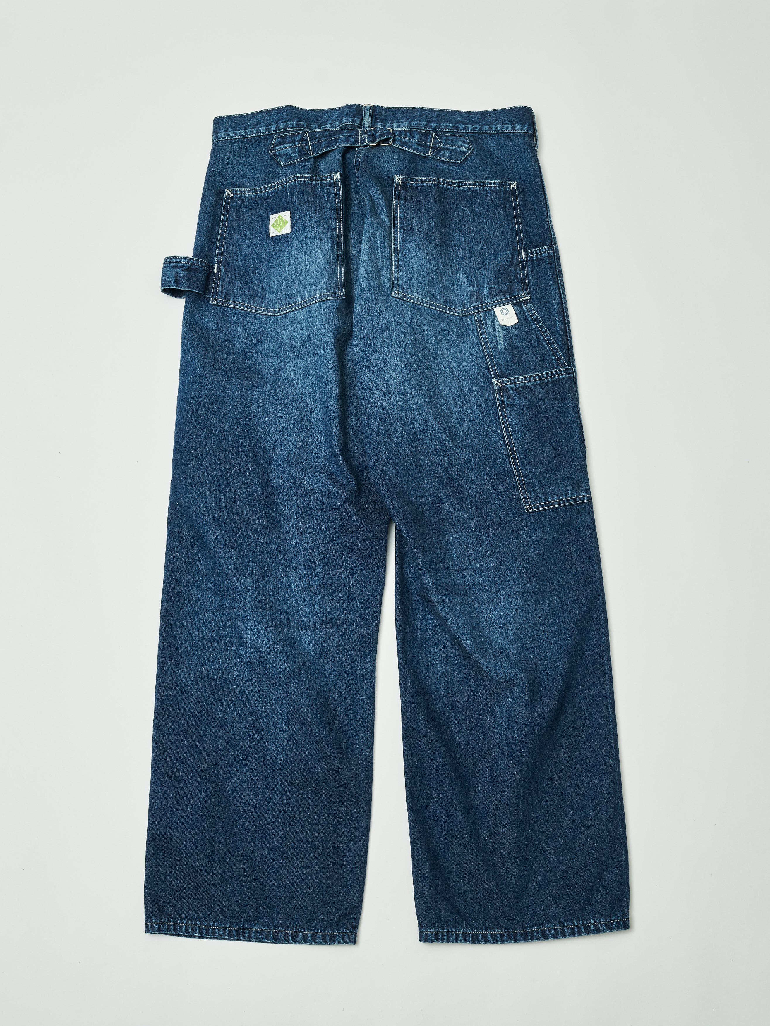 #1302-01W W-Knee Dungarees : 10 oz.denim indigo worn wash