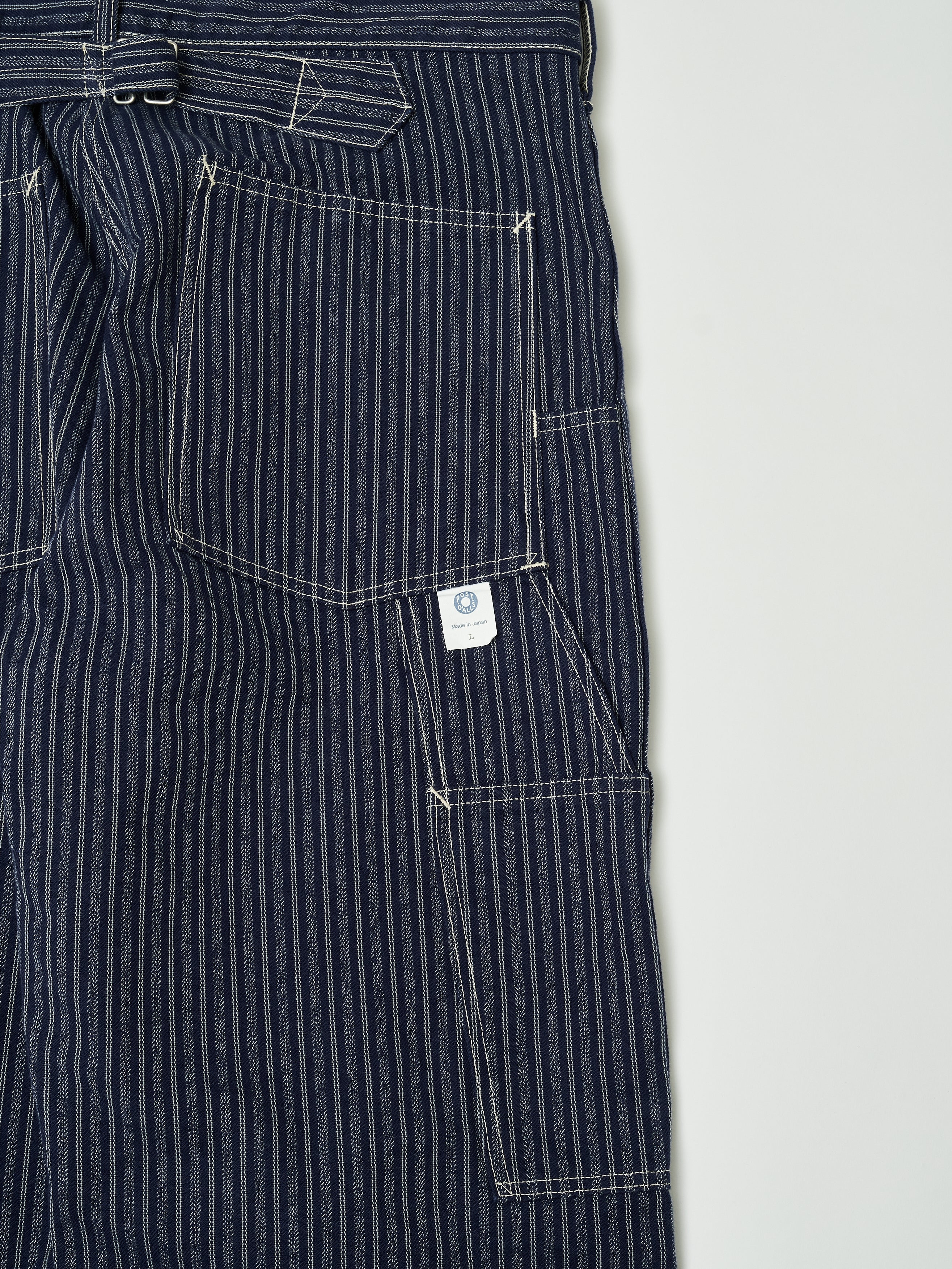 #1302-AS W-Knee Dungarees : alternate stripe indigo