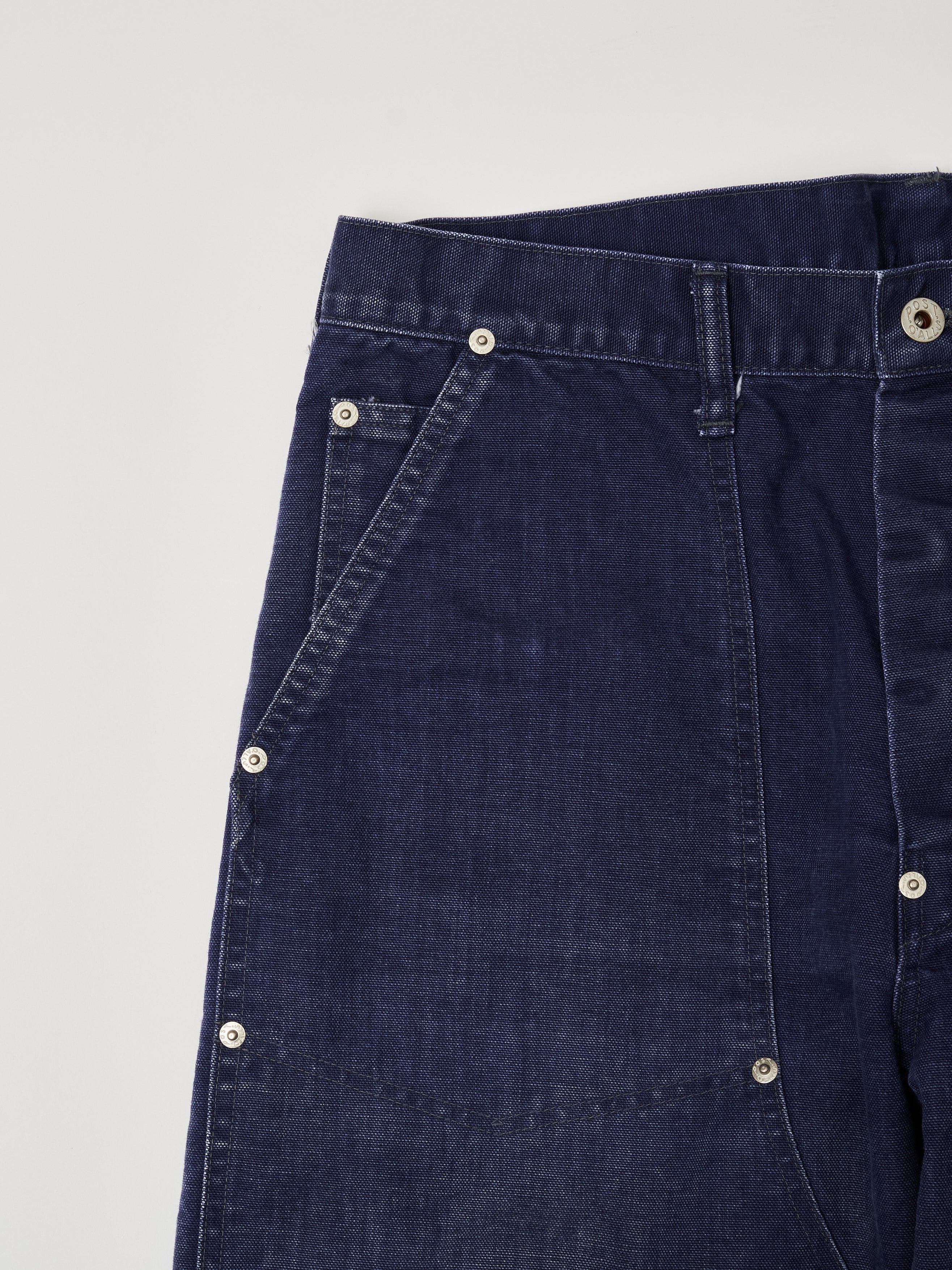 #1302-CN W-Knee Dungarees : vintage canvas navy bio stone wash