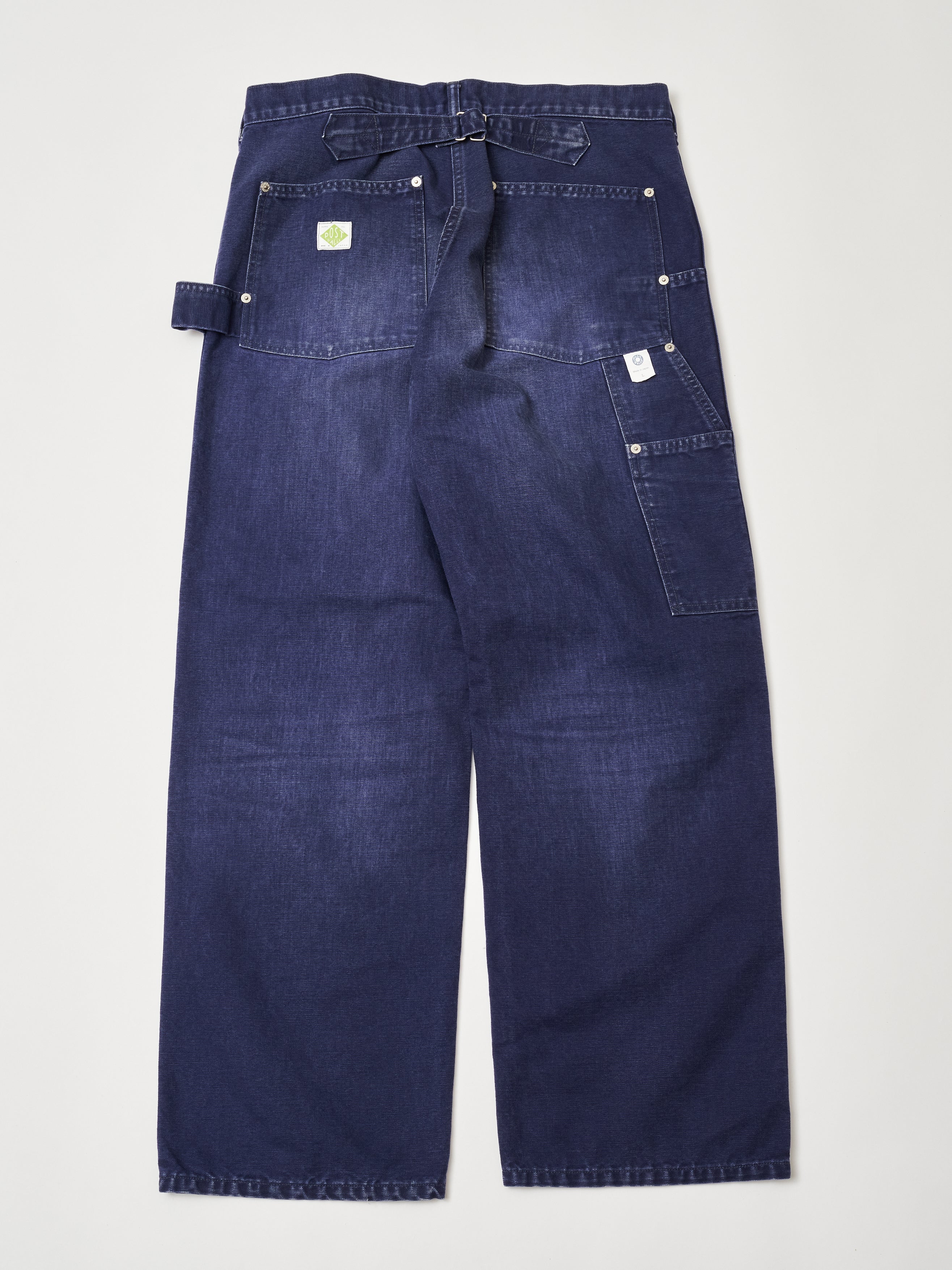 #1302-CN W-Knee Dungarees : vintage canvas navy bio stone wash