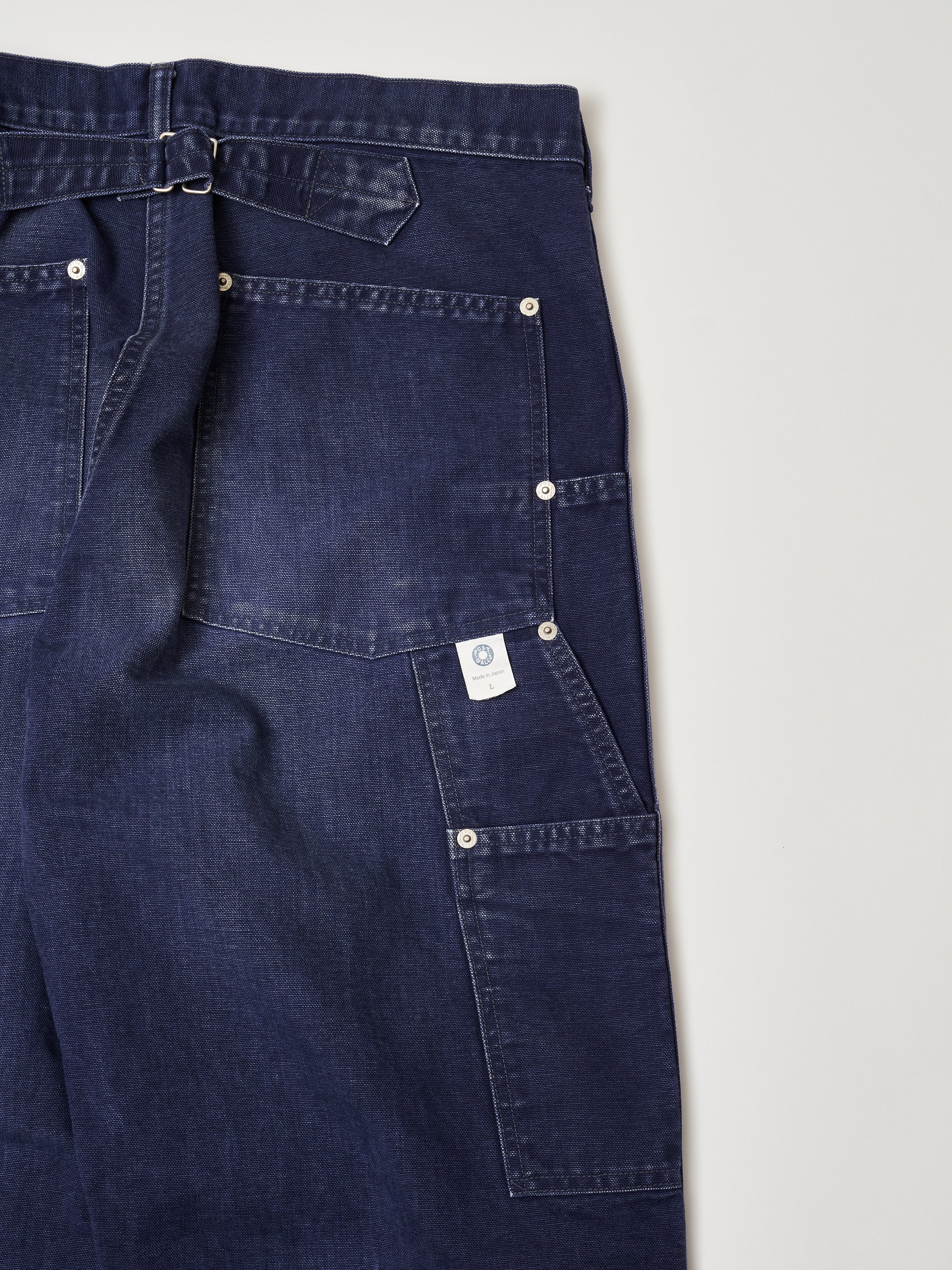 #1302-CN W-Knee Dungarees : vintage canvas navy bio stone wash