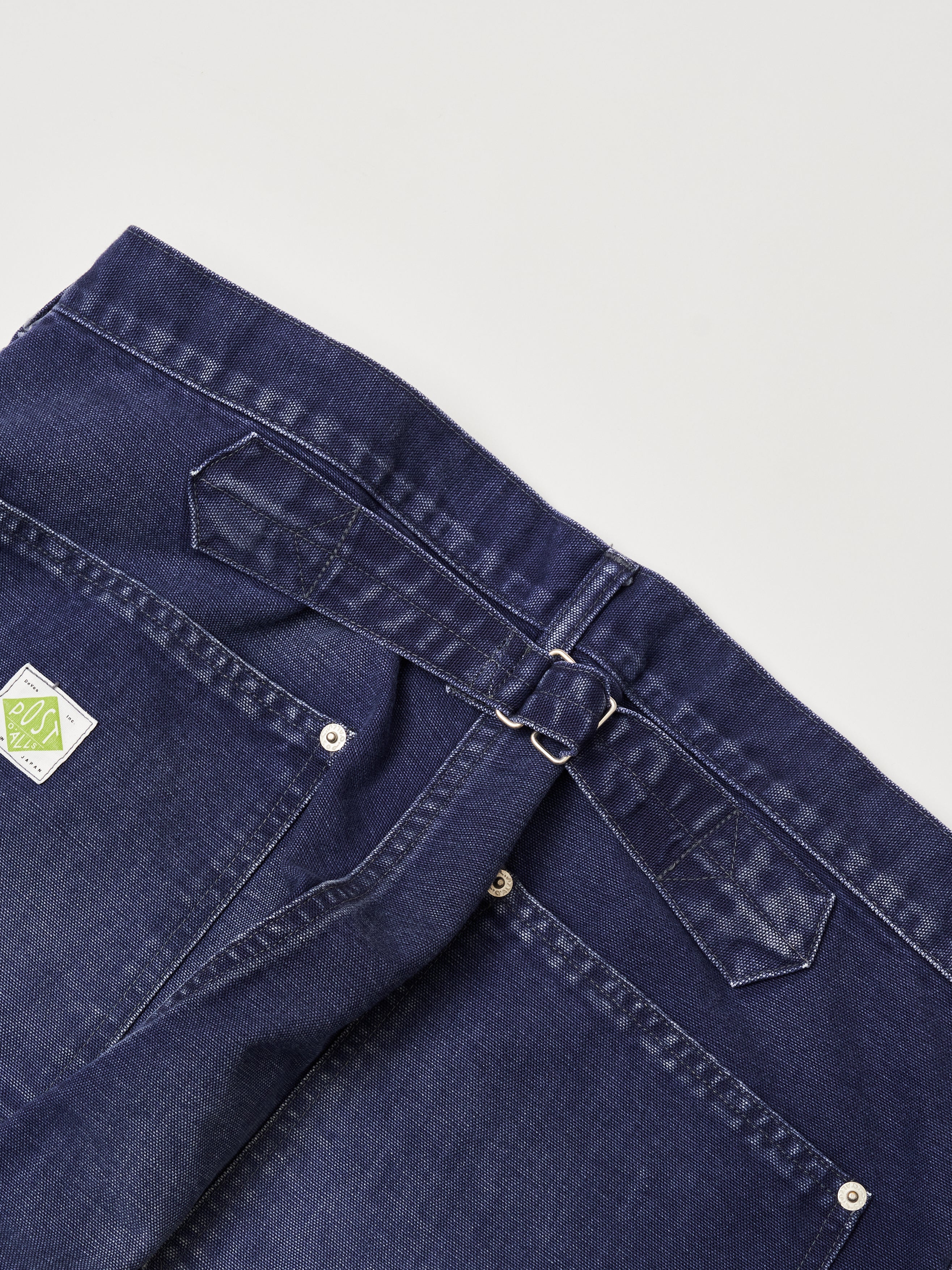 #1302-CN W-Knee Dungarees : vintage canvas navy bio stone wash