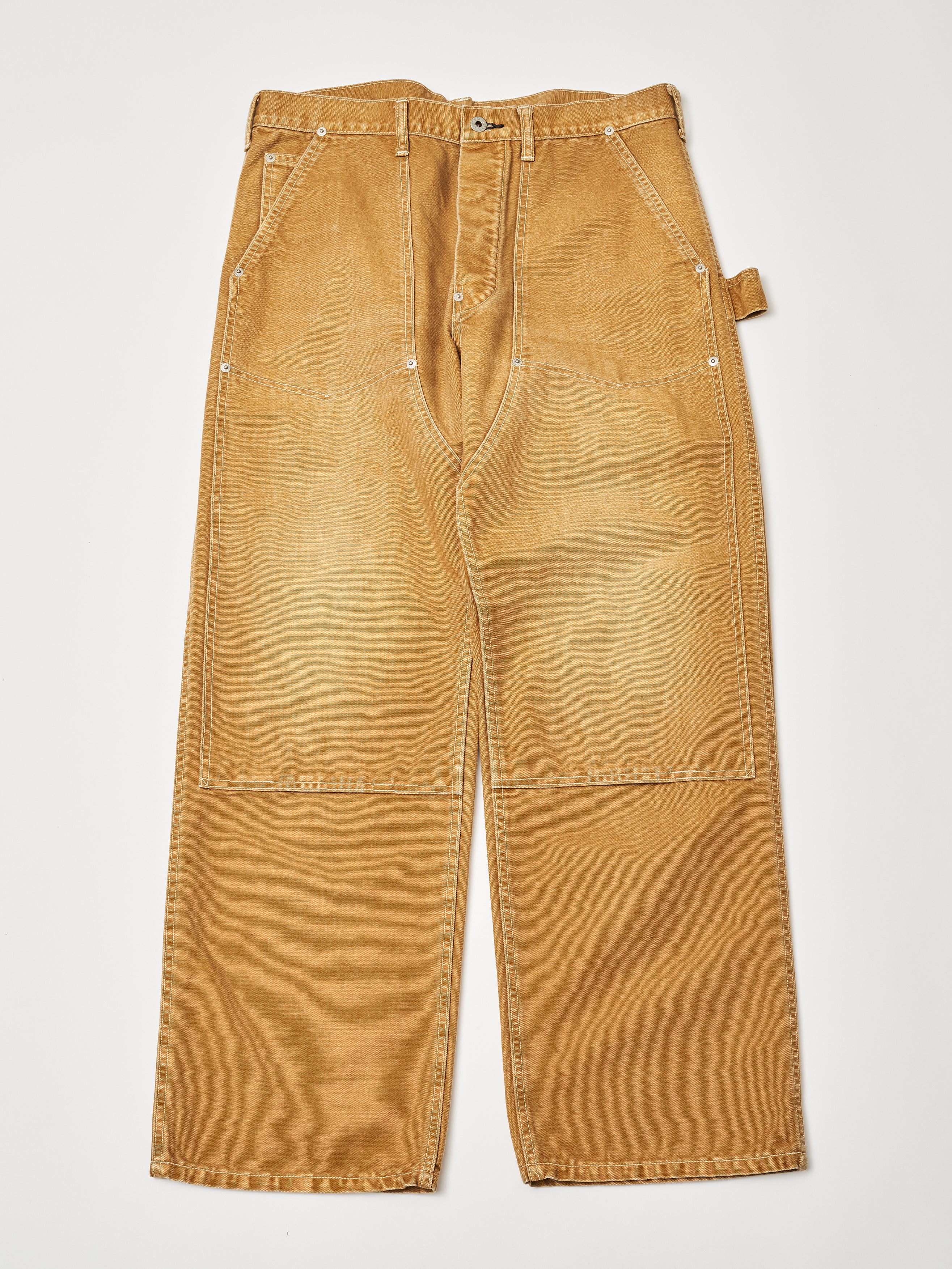 #1302-CR W-Knee Dungarees : vintage canvas brown bio stone wash