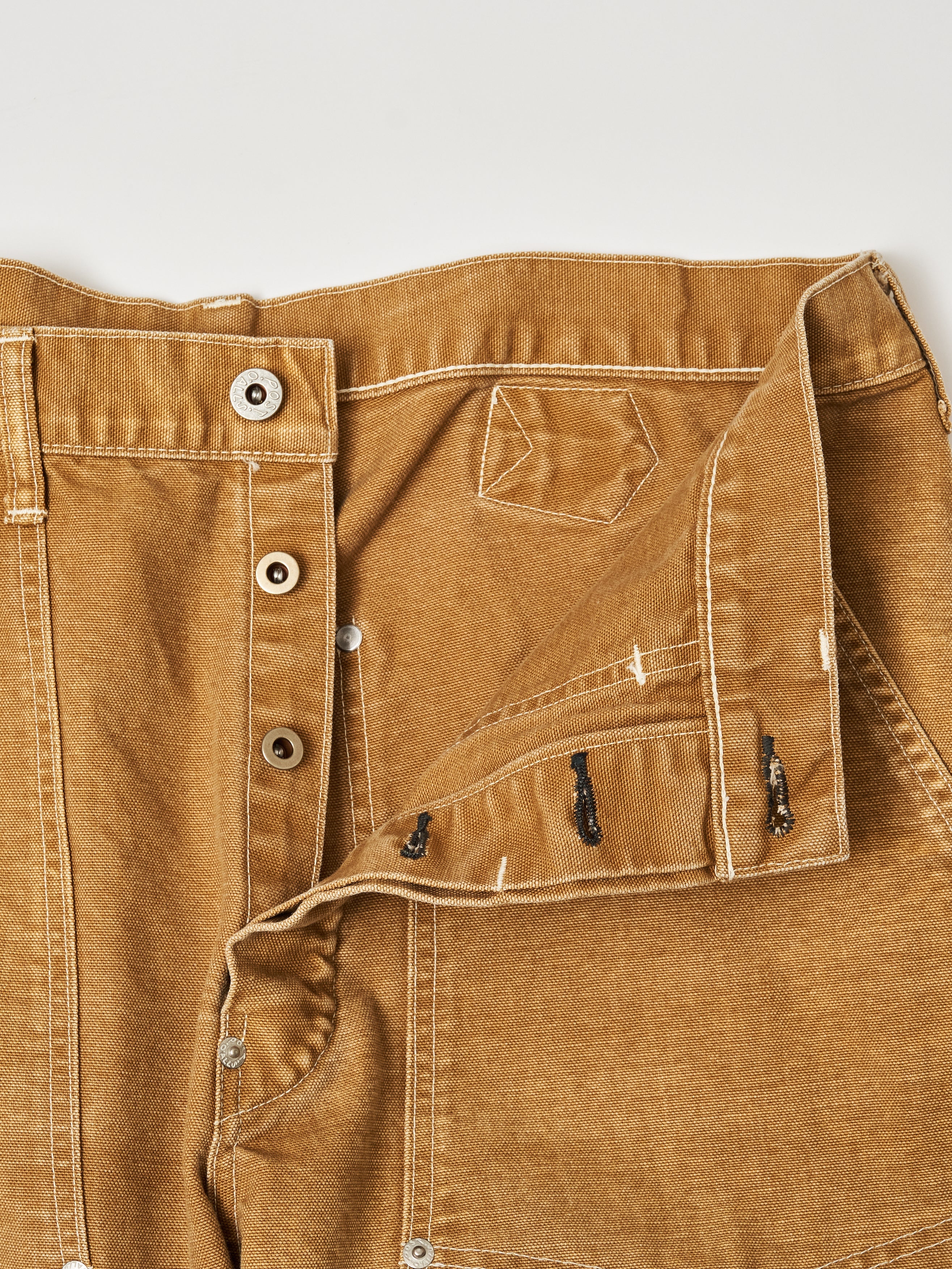 #1302-CR W-Knee Dungarees : vintage canvas brown bio stone wash
