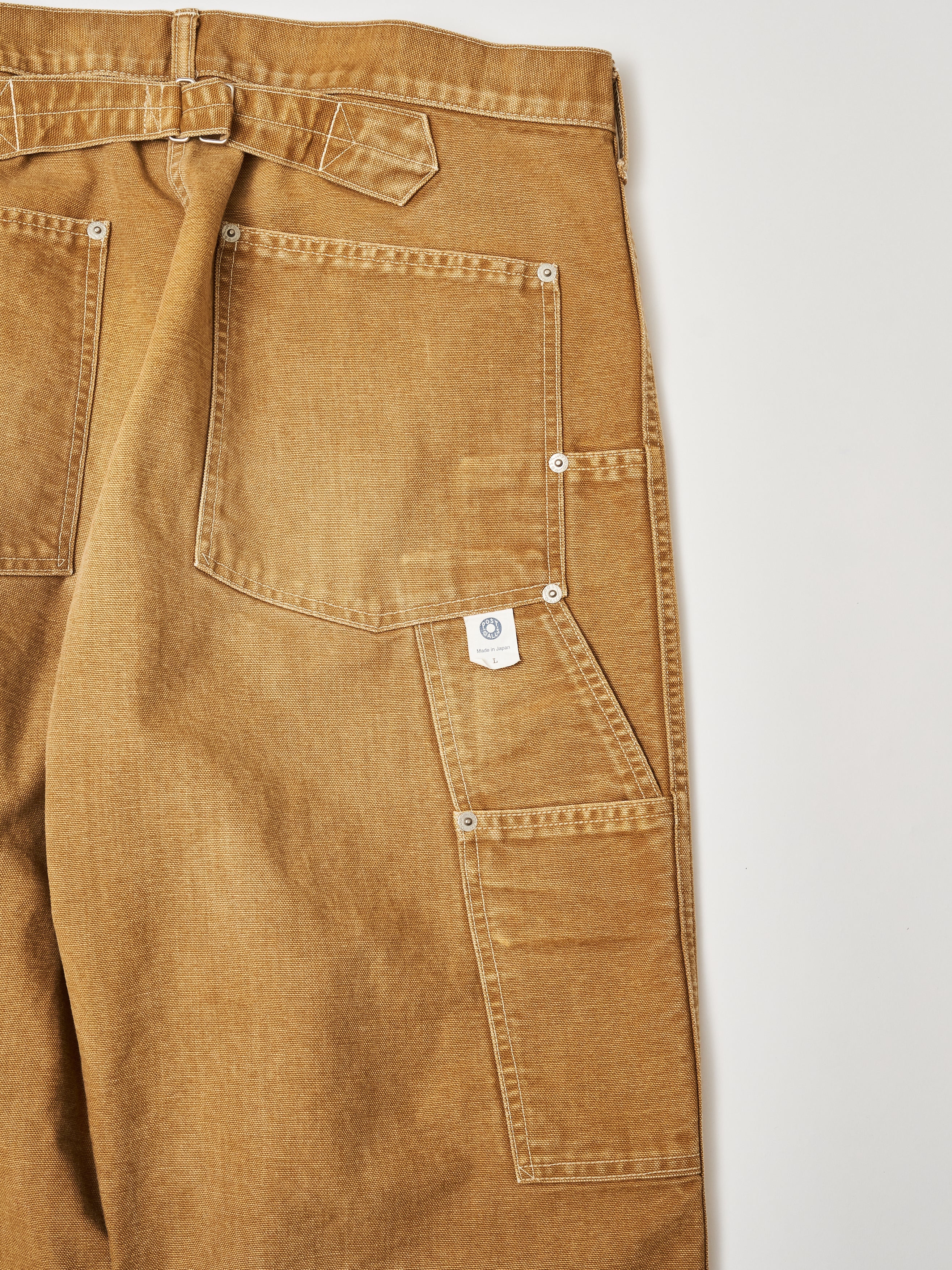 #1302-CR W-Knee Dungarees : vintage canvas brown bio stone wash