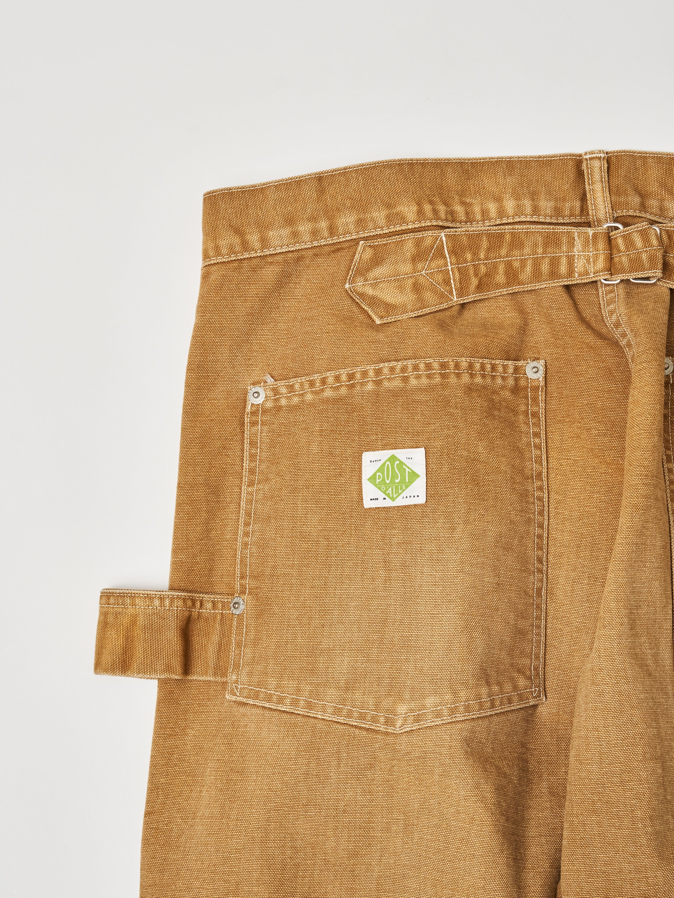 #1302-CR W-Knee Dungarees : vintage canvas brown bio stone wash