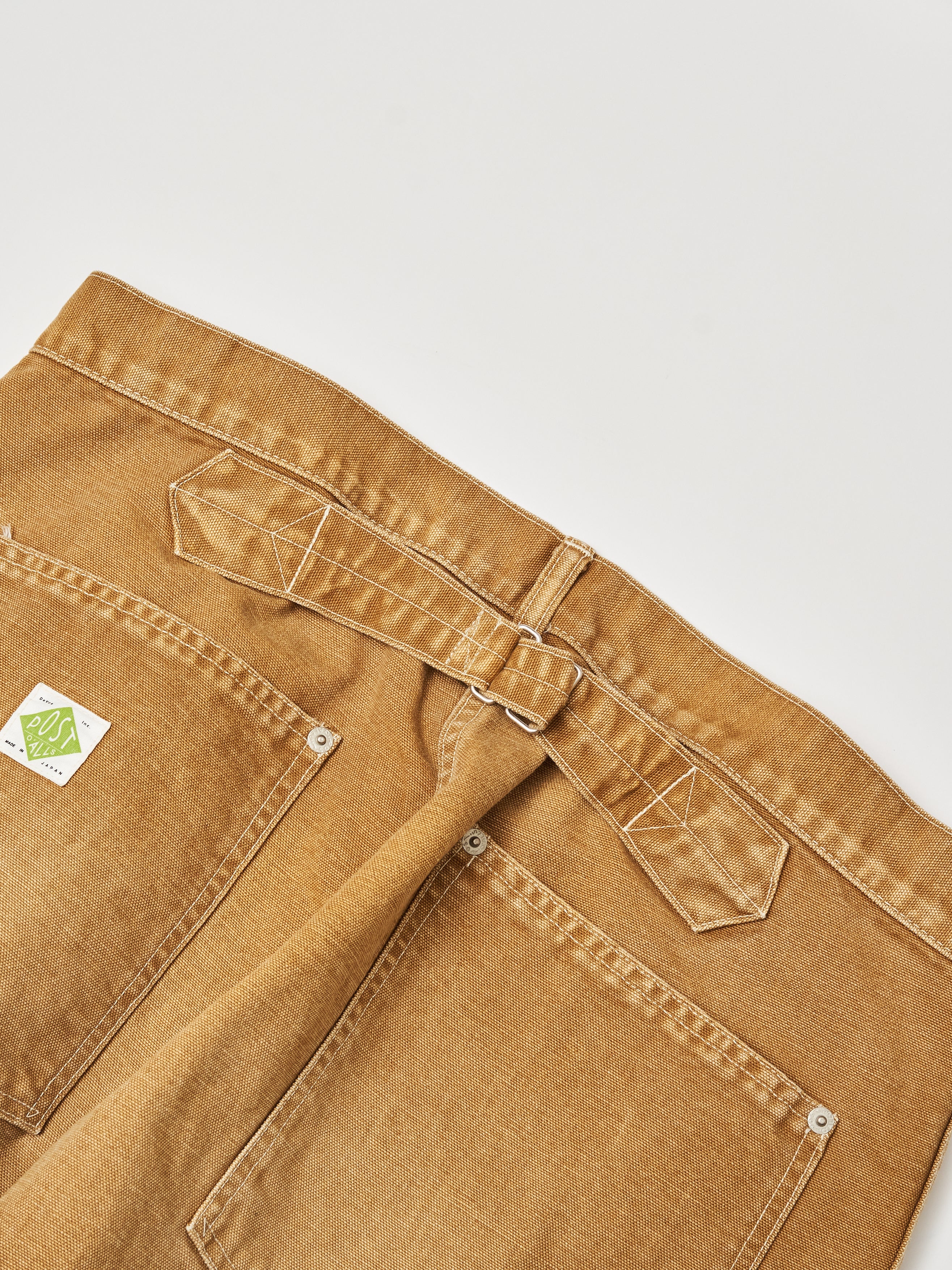 #1302-CR W-Knee Dungarees : vintage canvas brown bio stone wash