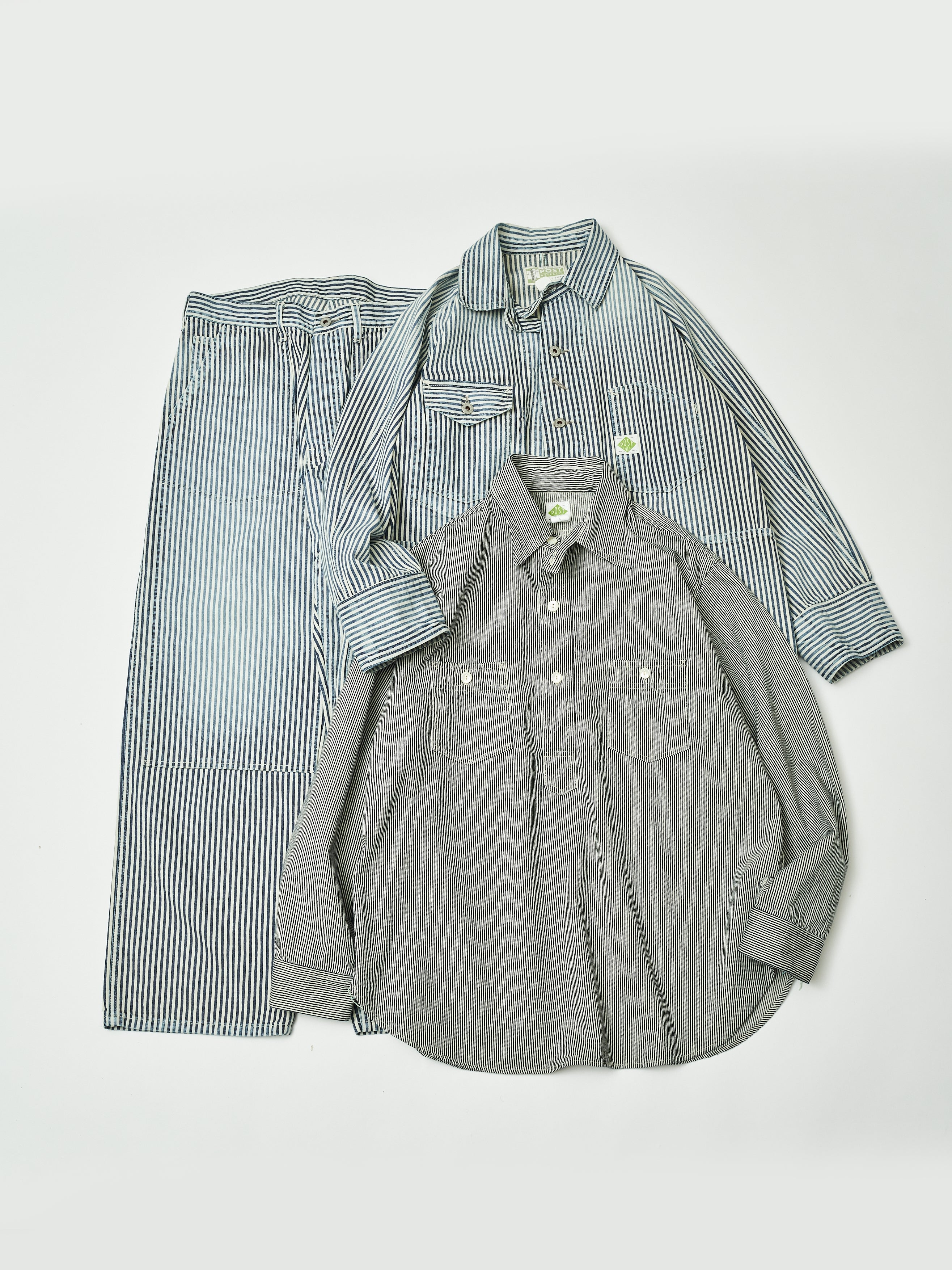 #1102-03W Engineers' Jacket : hickory stripe indigo worn wash