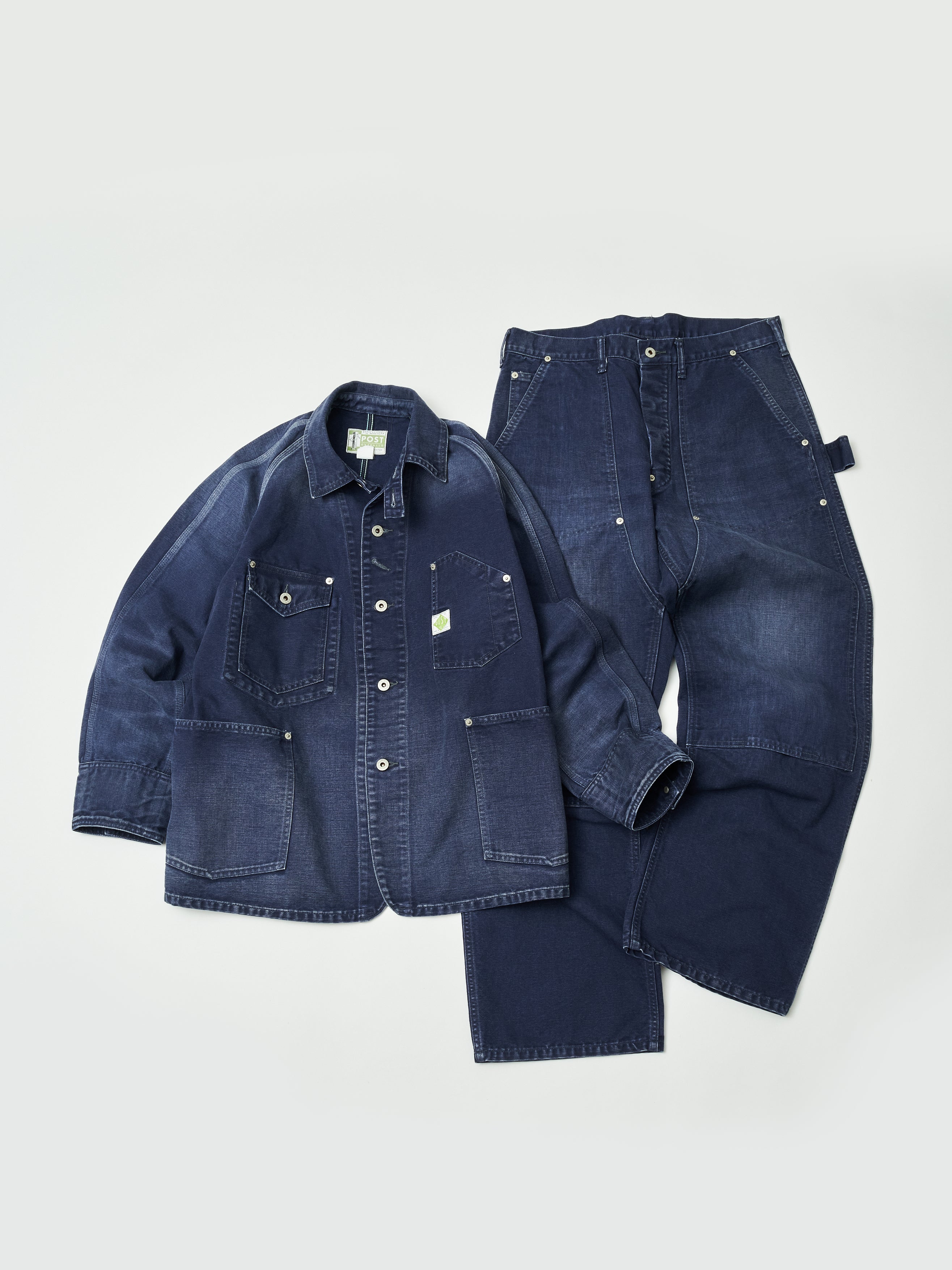 #1102-CN Engineers' Jacket : vintage canvas navy bio stone wash