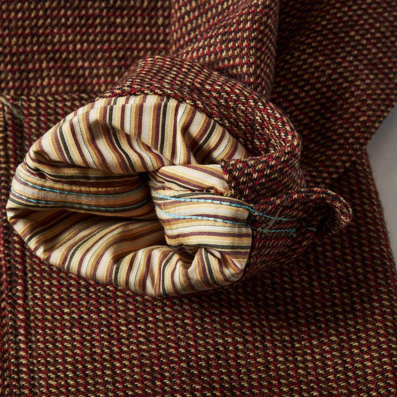 Lined OK40 : wool vintage tweed reddish brown mix with cotton lining "Dead Stock"