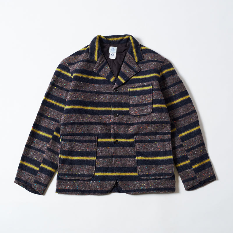 OK Rider : trashed wool yellow stripe with cotton lining "Dead Stock"