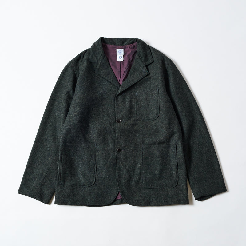 OK Rider : trashed wool birdseye olive with cotton lining "Dead Stock"