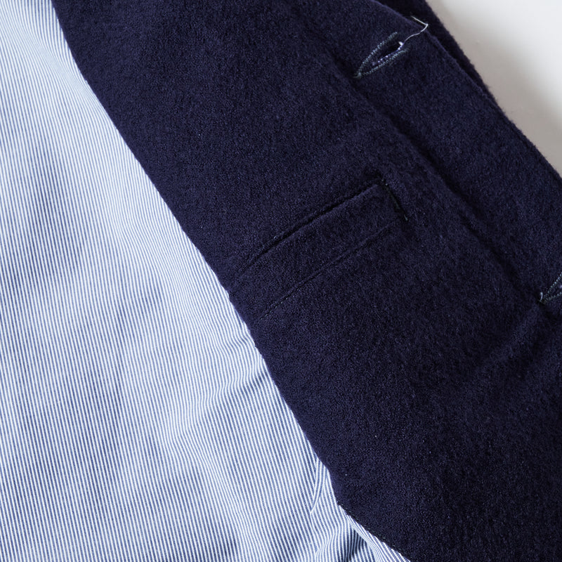 OK Rider : trashed wool navy with cotton lining "Dead Stock"