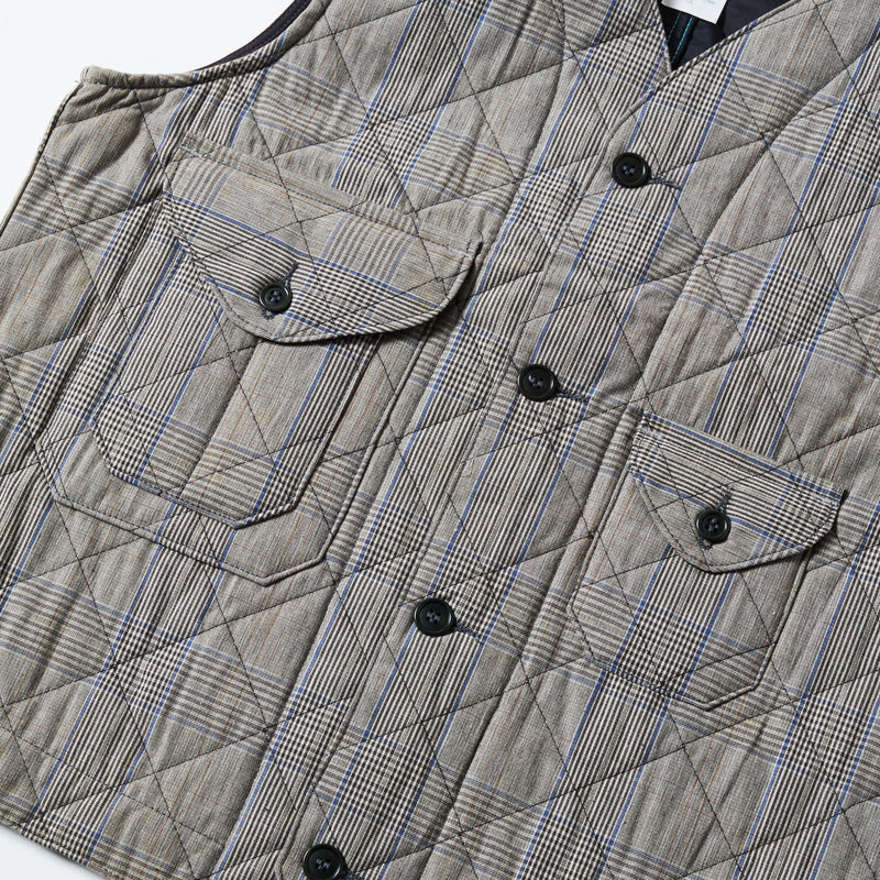Cruzer Vest 2-R : cotton glen plaid quilt blue pane with polyfill "Dead Stock"
