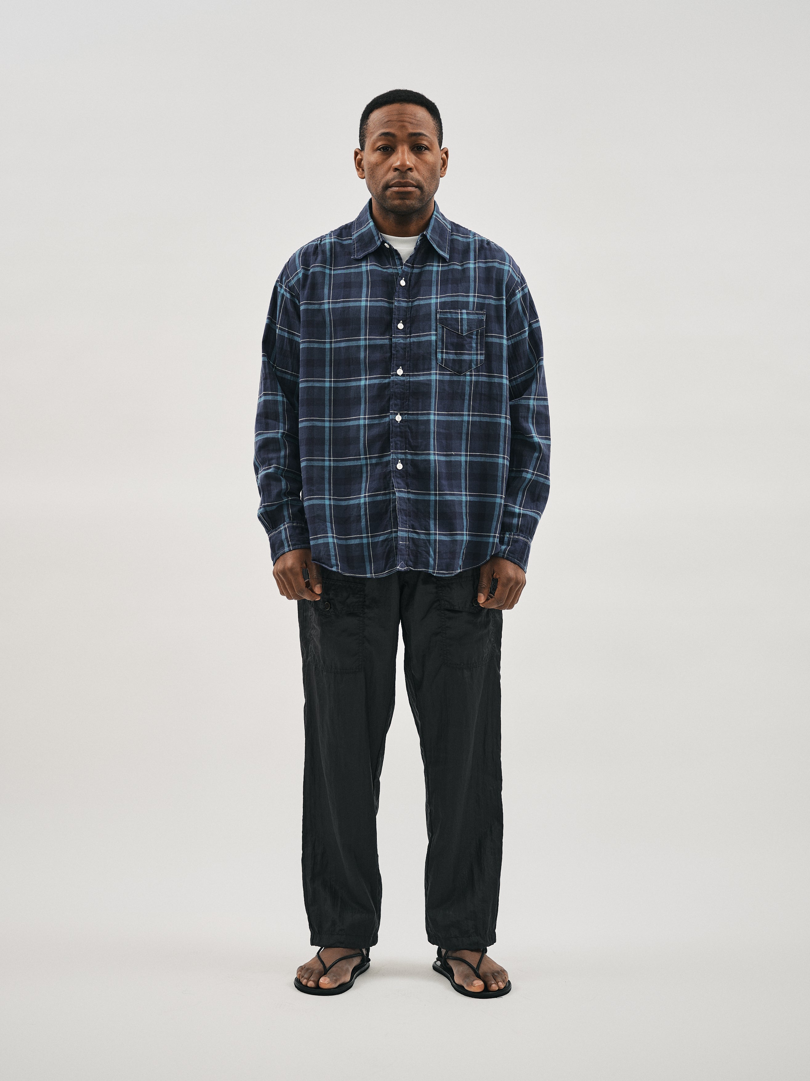 #3232-CPB Original BL Shirt : cotton plaid blue