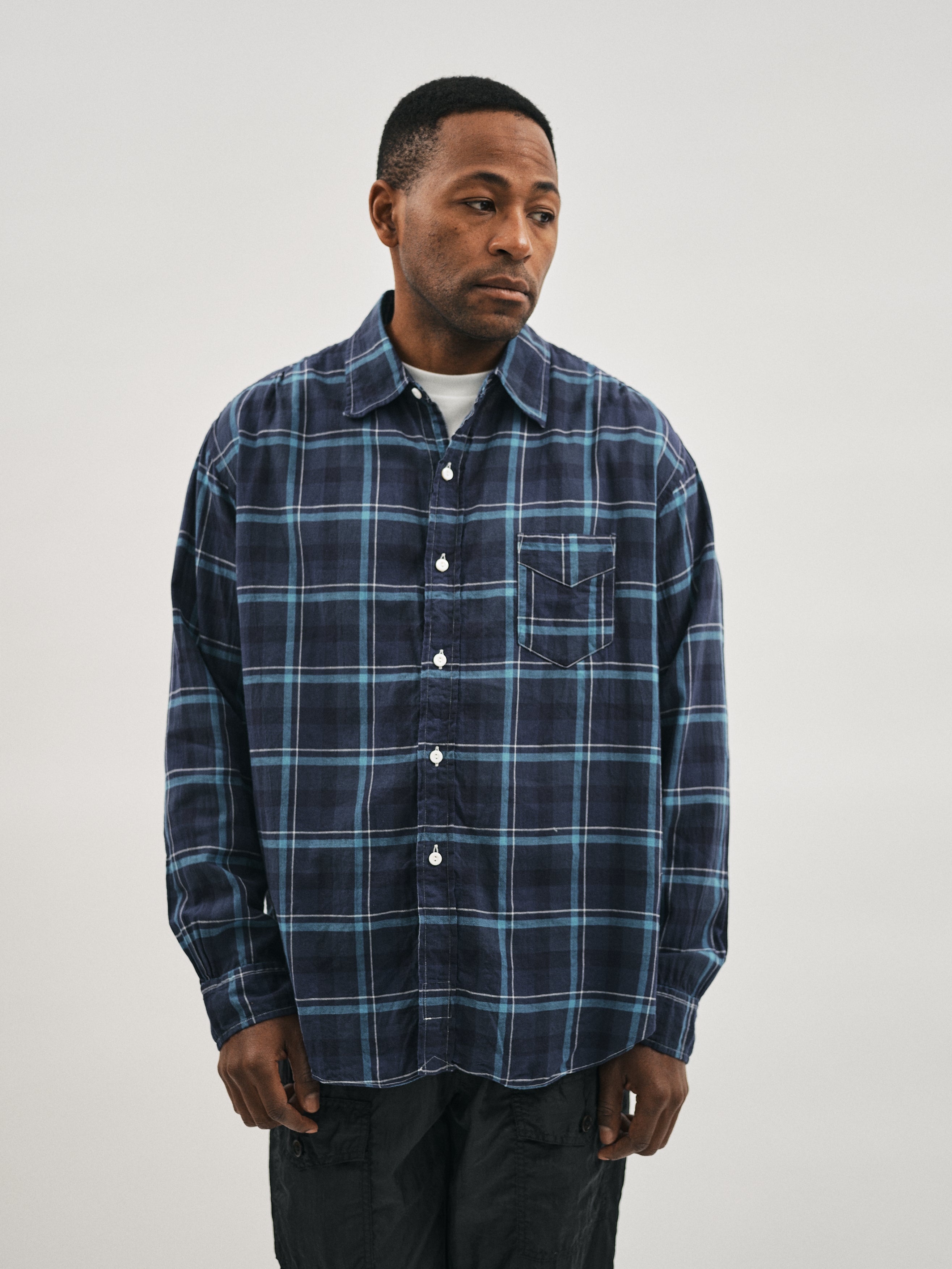 #3232-CPB Original BL Shirt : cotton plaid blue