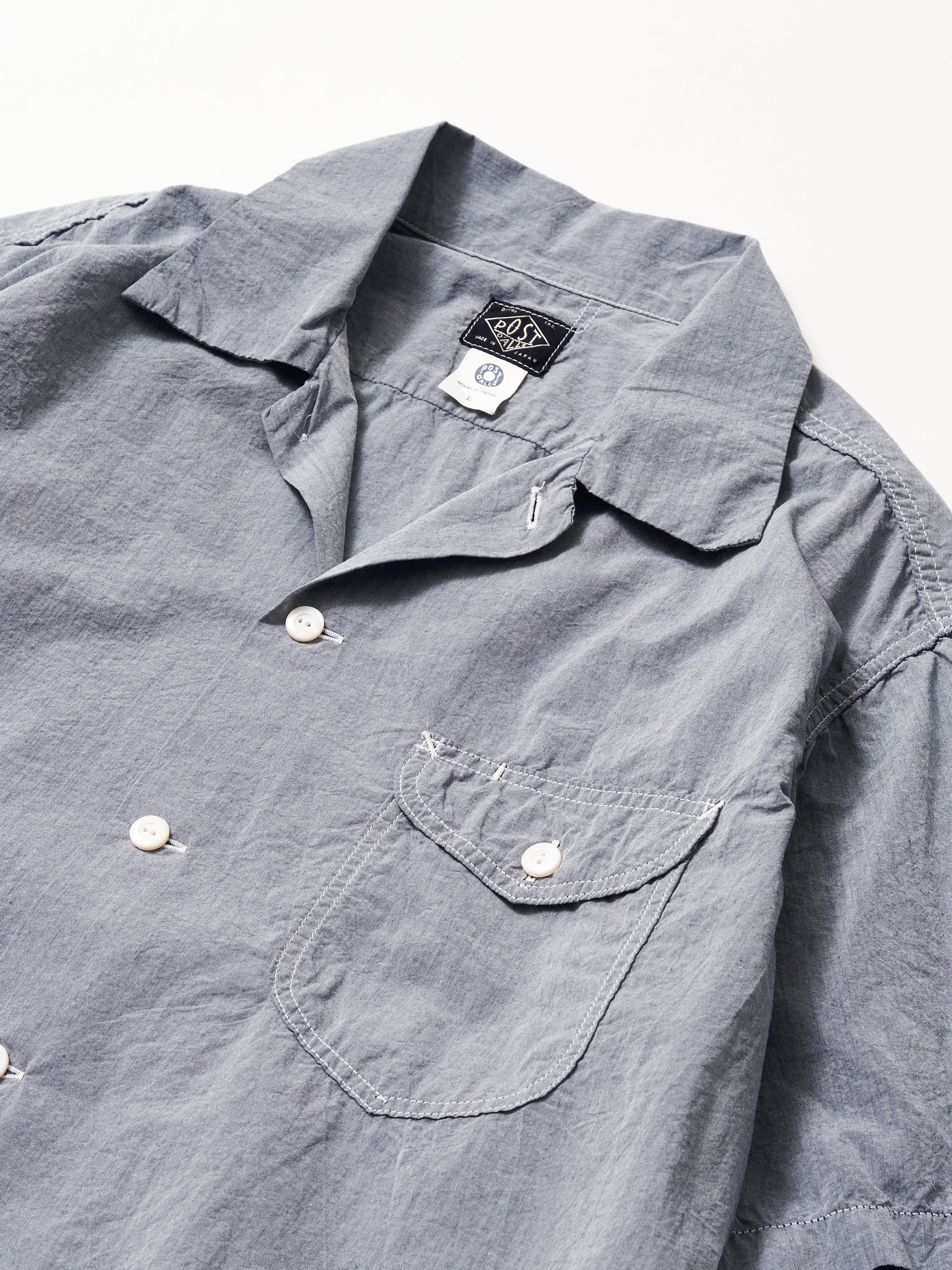 #1207BS-BB New Basic Shirt S/S : natural broadcloth chambray blue_2