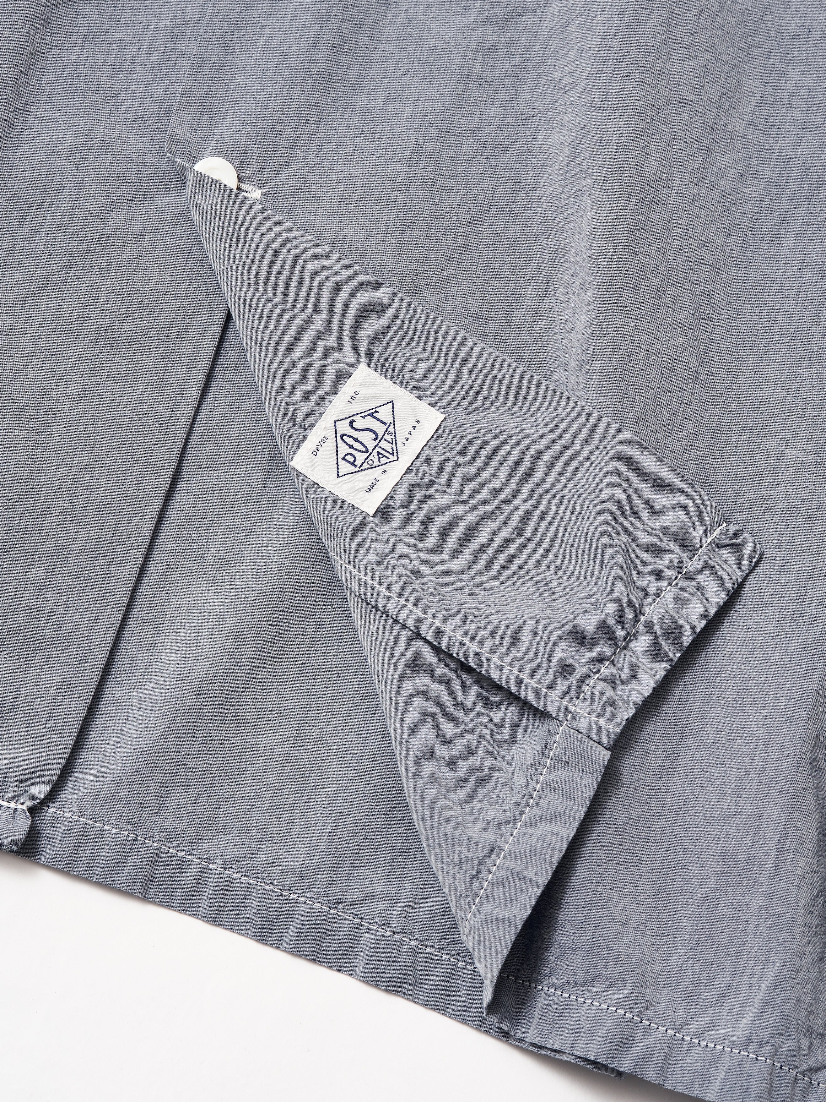 #1207BS-BB New Basic Shirt S/S : natural broadcloth chambray blue_3