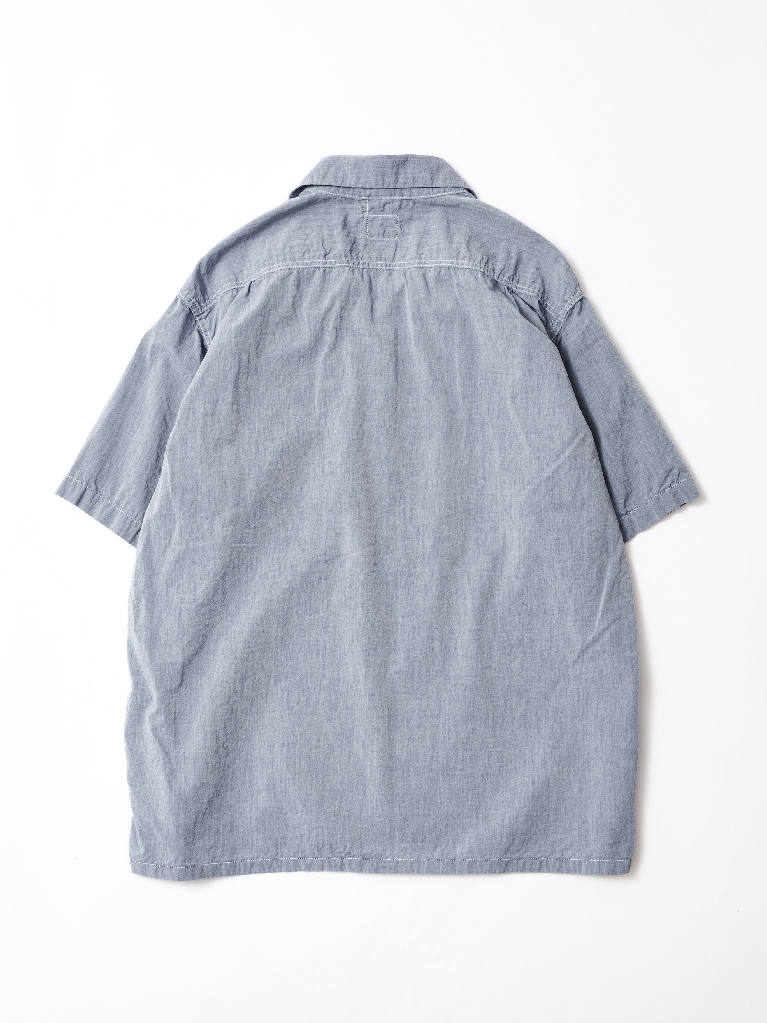 #1207BS-BB New Basic Shirt S/S : natural broadcloth chambray blue_4