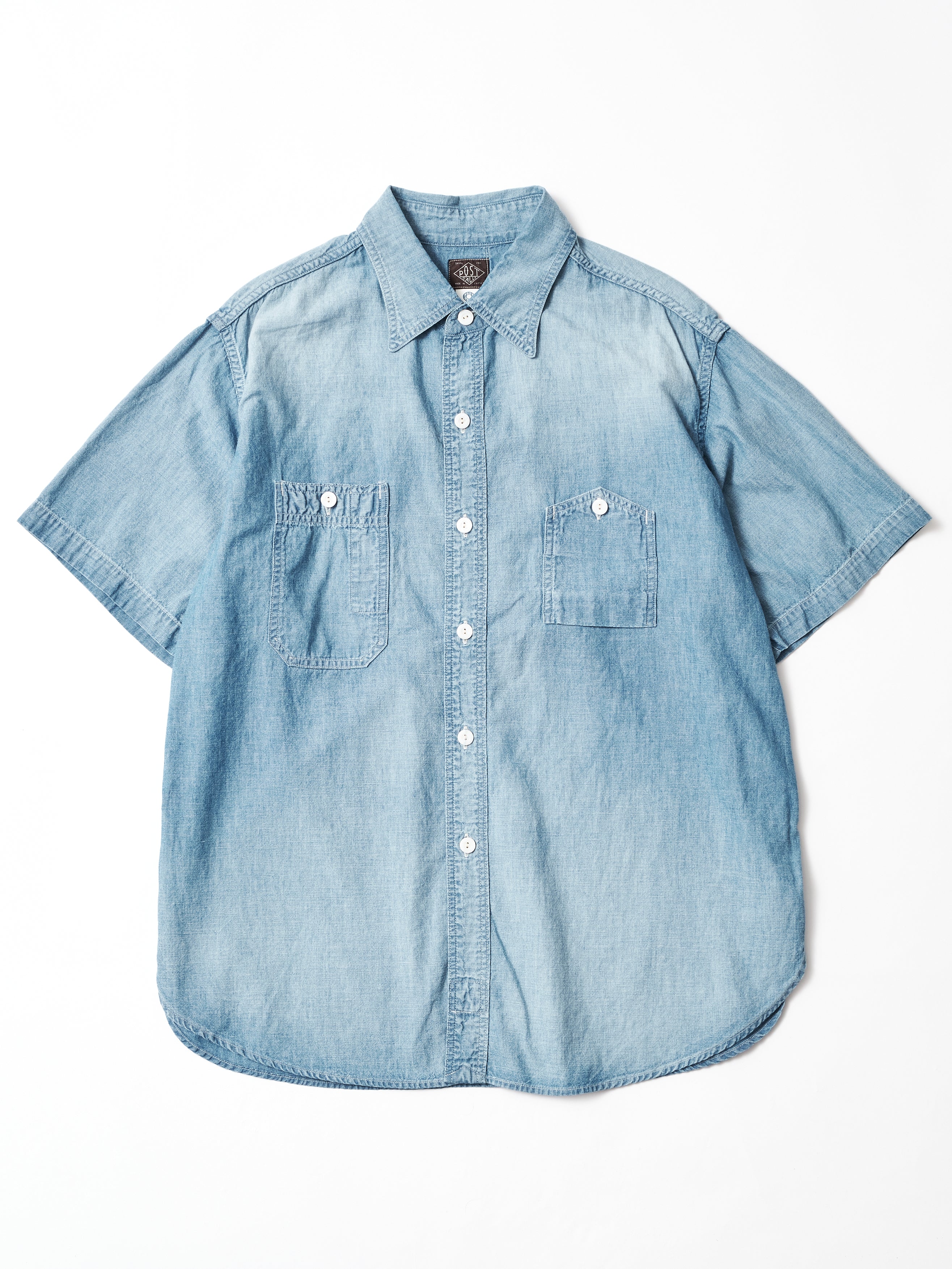 #1206S-11W No.6 Shirt S/S : chambray indigo worn wash_1