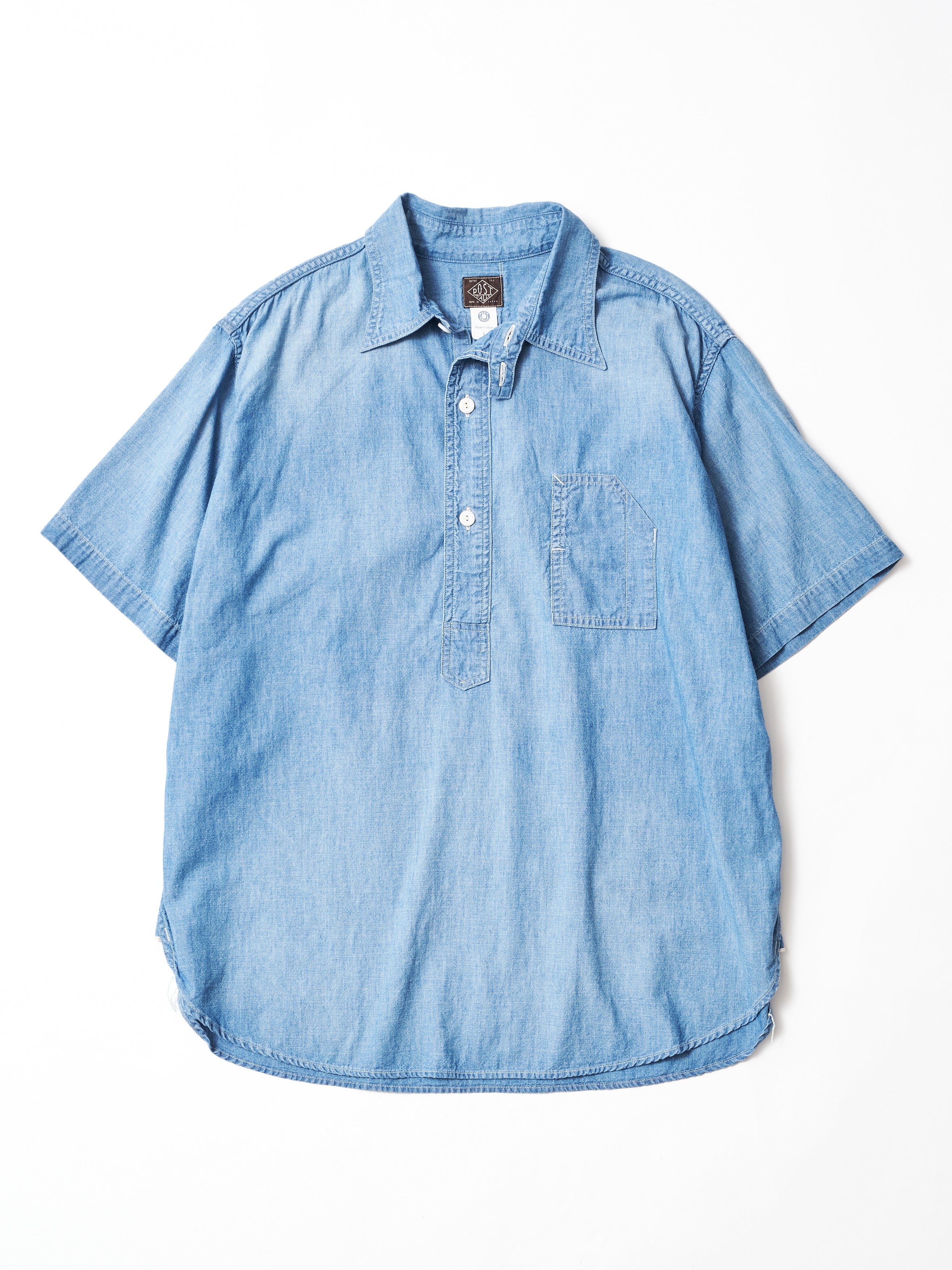 #1201S-11W No.1 Shirt S/S : chambray indigo worn wash_1