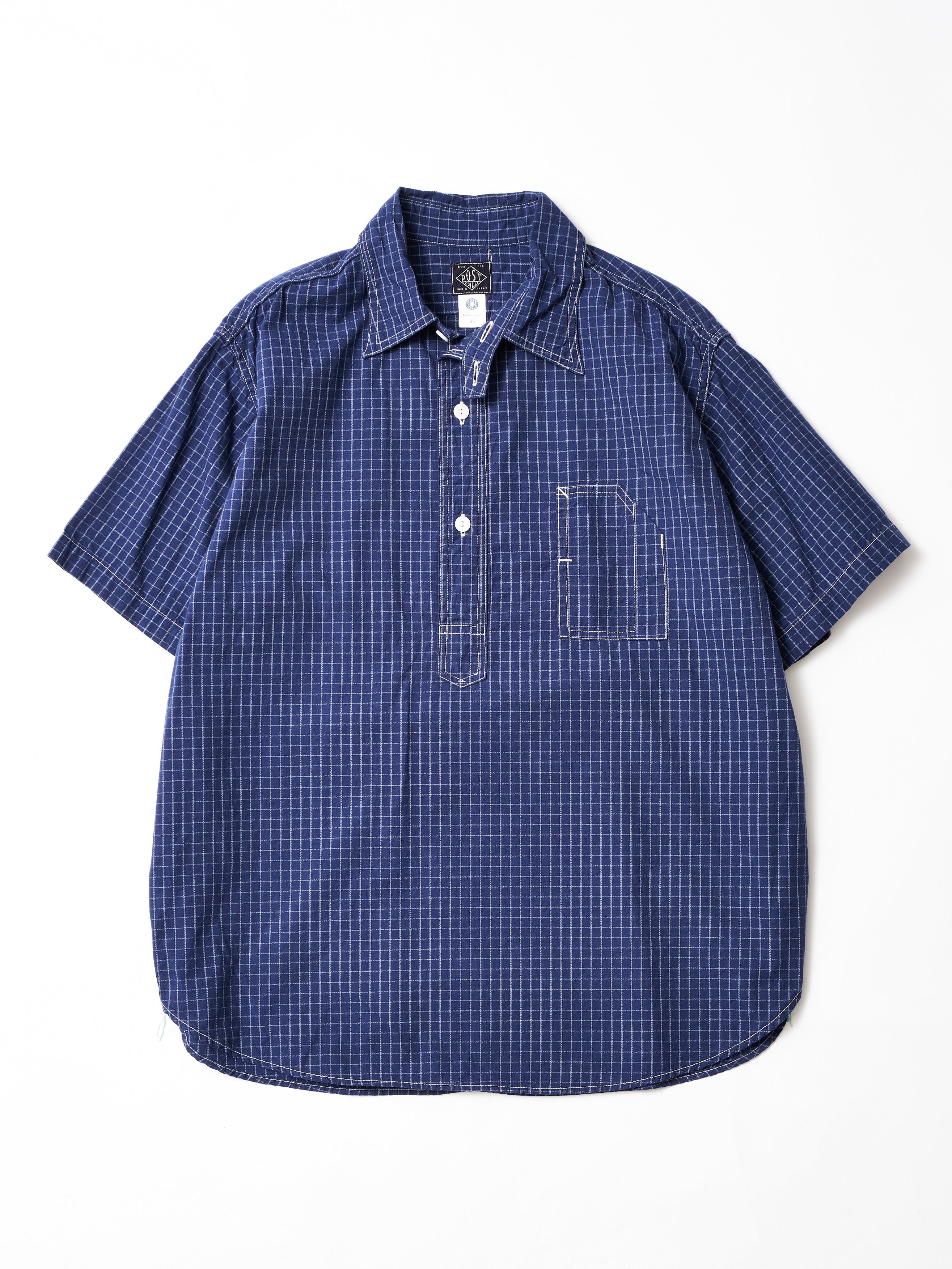 #1201S-GN No.1 Shirt S/S : graph chambray navy_1