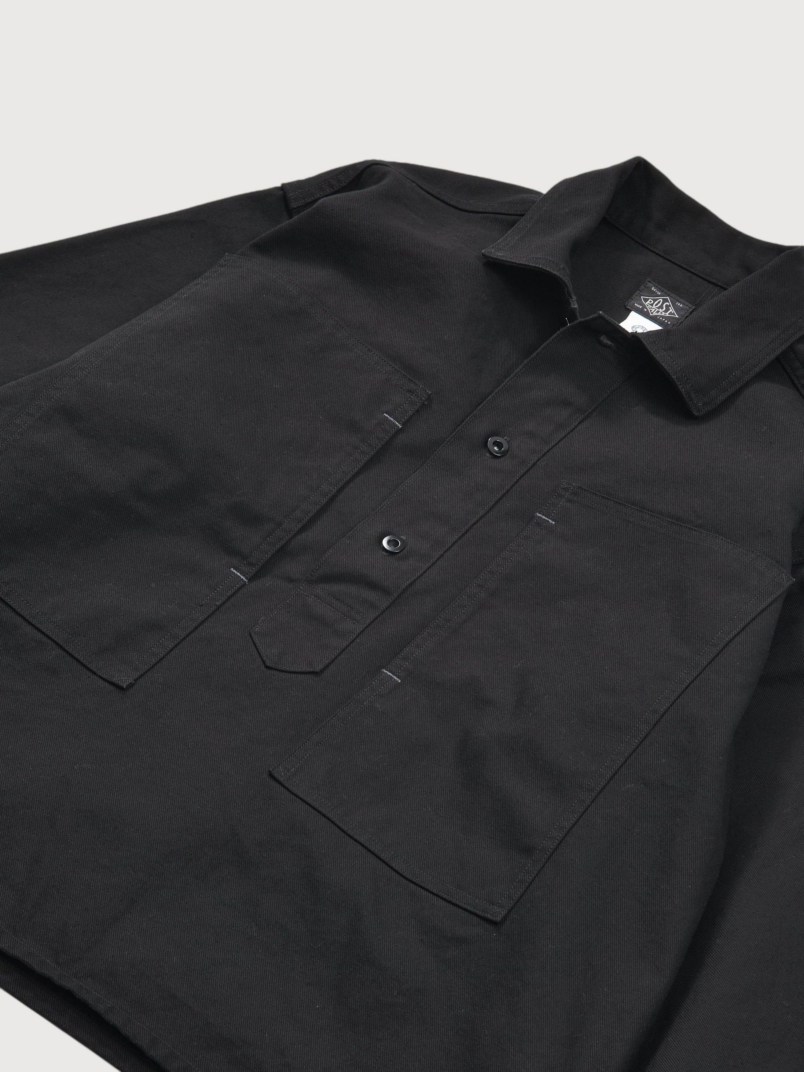 #1204-CSB ARMY Shirt : cotton serge black
