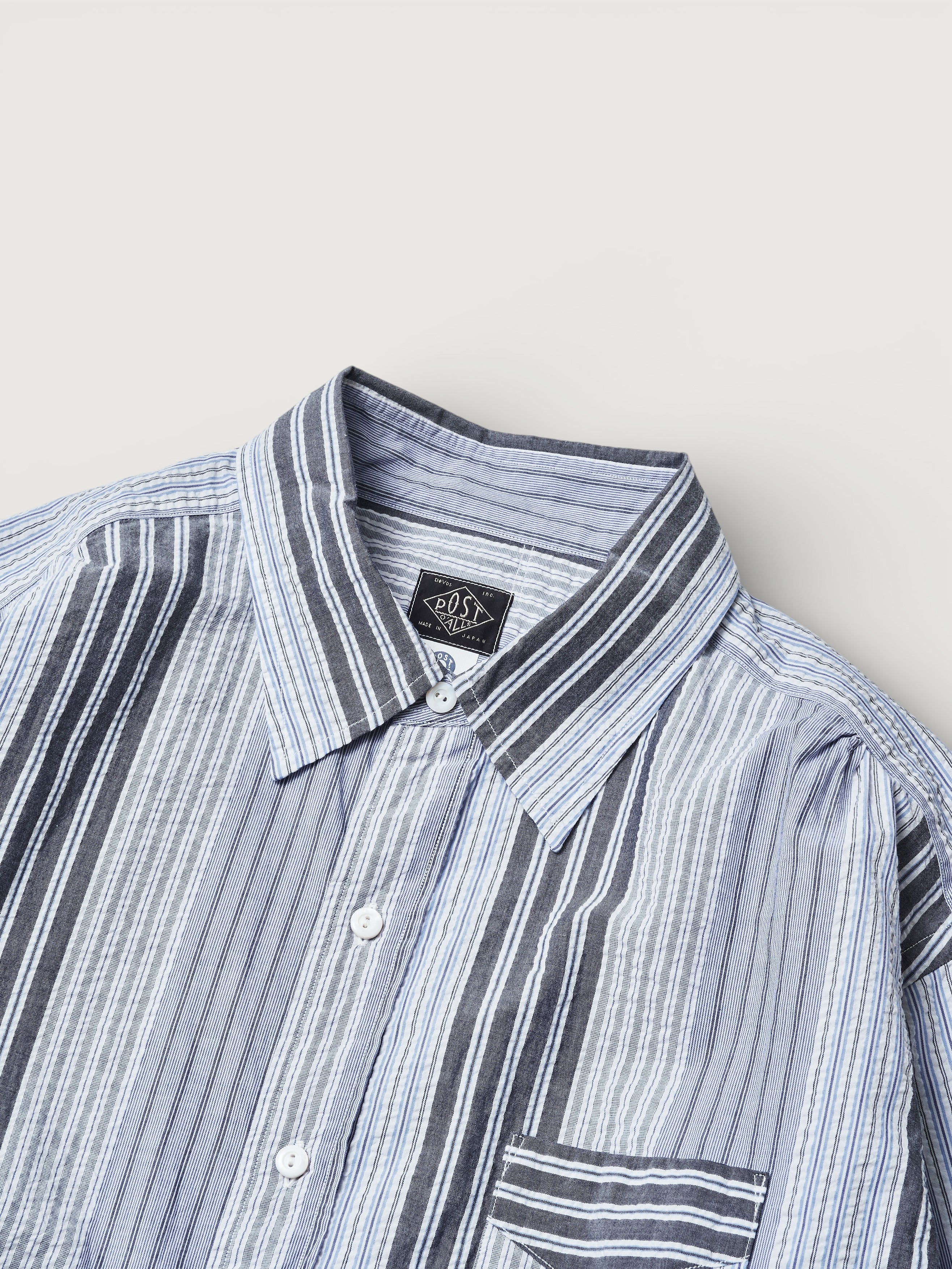 3232-SP3 Original BL Shirt : cotton / poly seersucker stripe navy