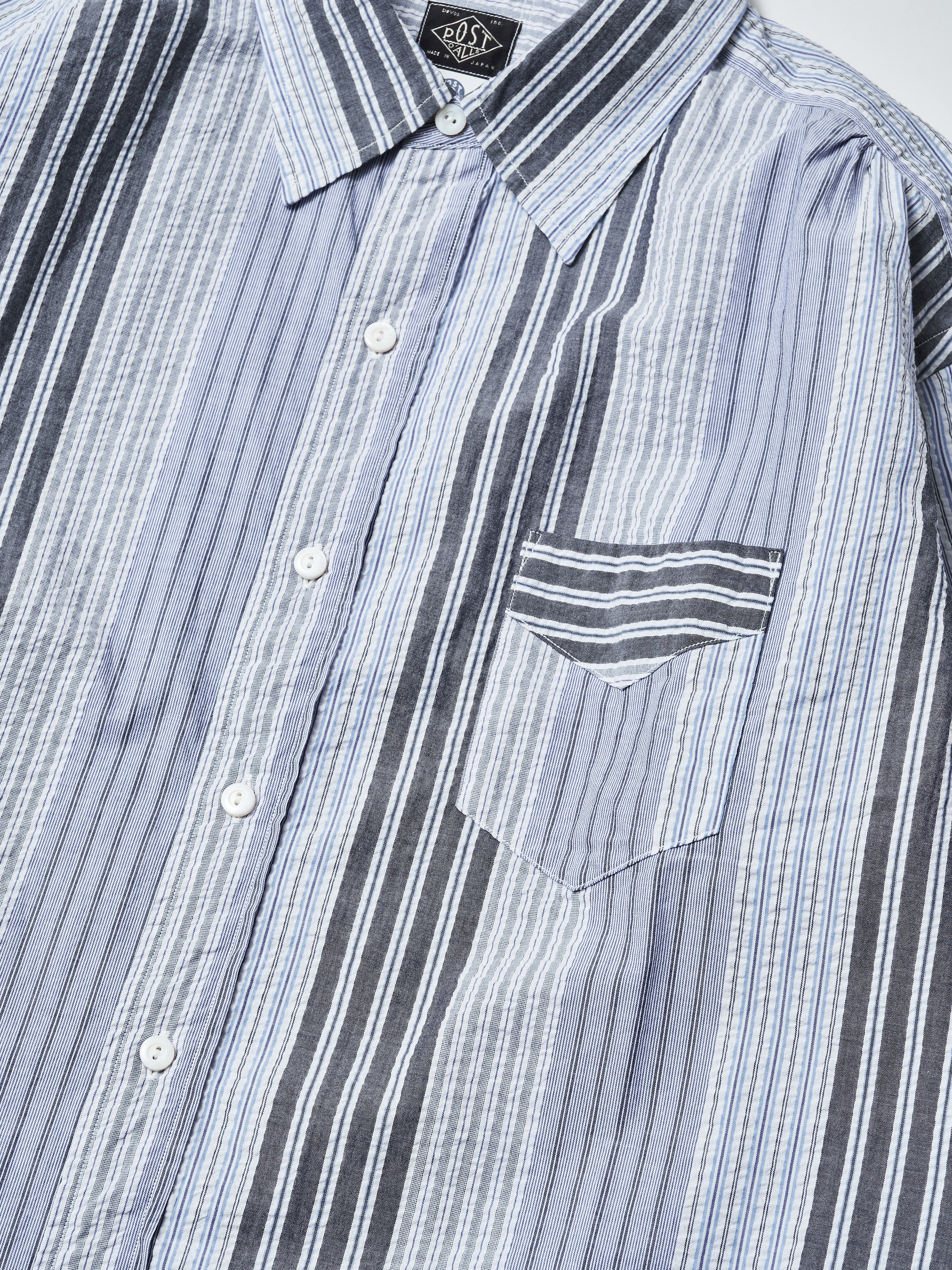 #3232-SP3 Original BL Shirt : cotton / poly seersucker stripe navy