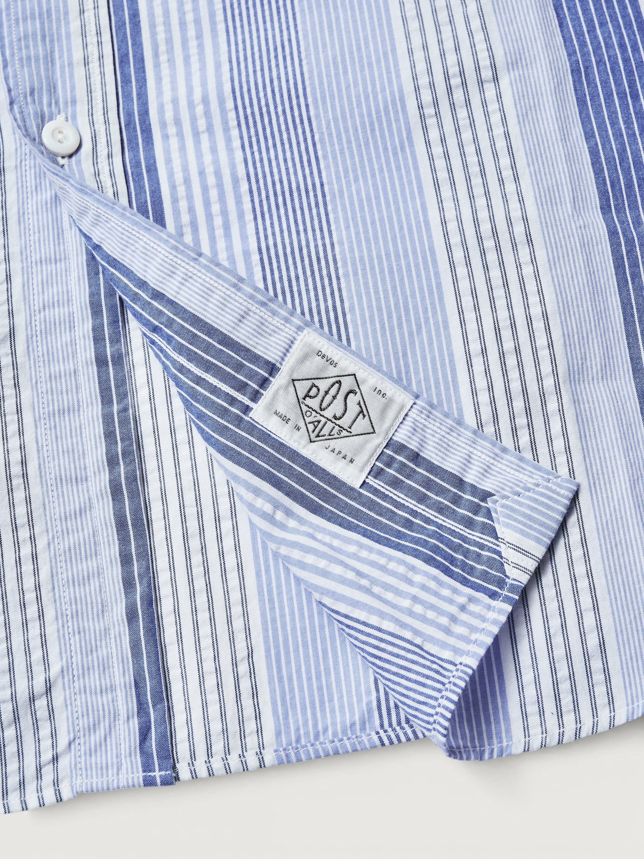 #3232-SP1 Original BL Shirt : cotton / poly seersucker stripe blue