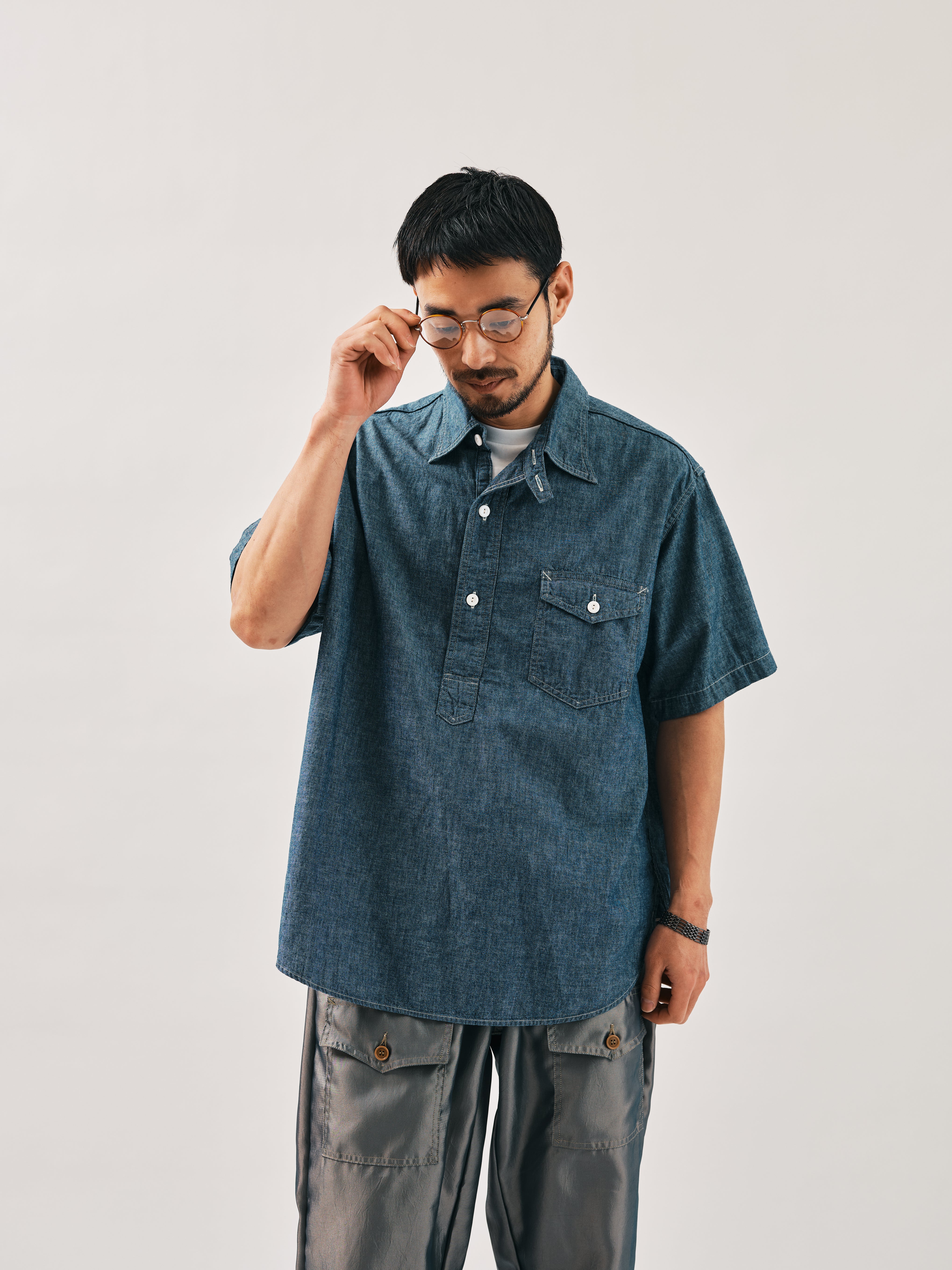 #3213S-CC NAVY CUT S/S : classic chambray indigo