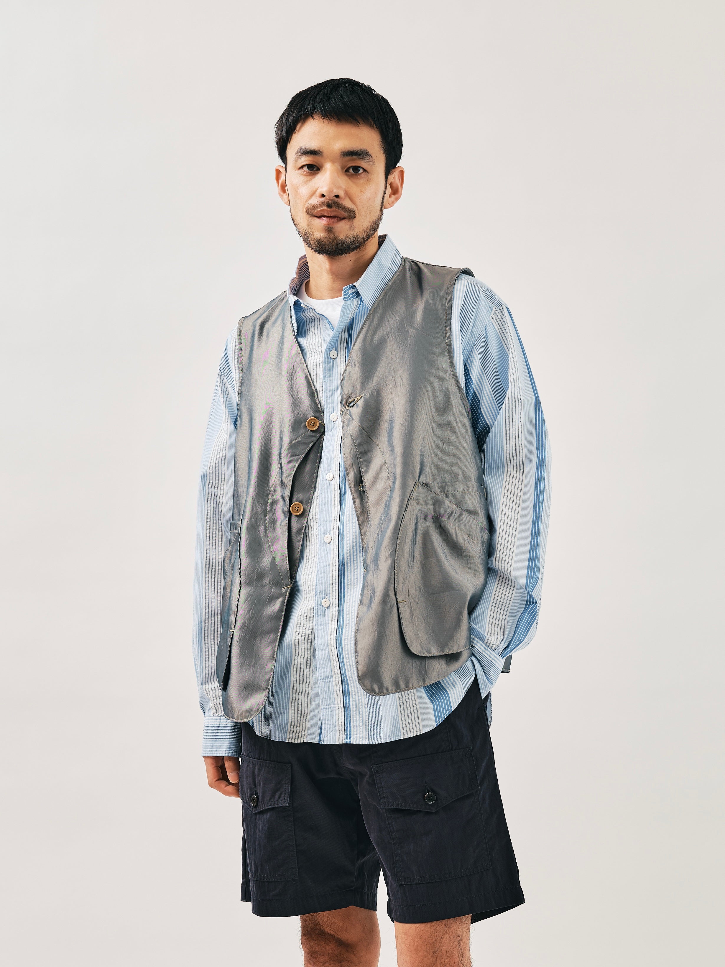 #3503-MK DEE Vest 2 : metallic taffeta khaki