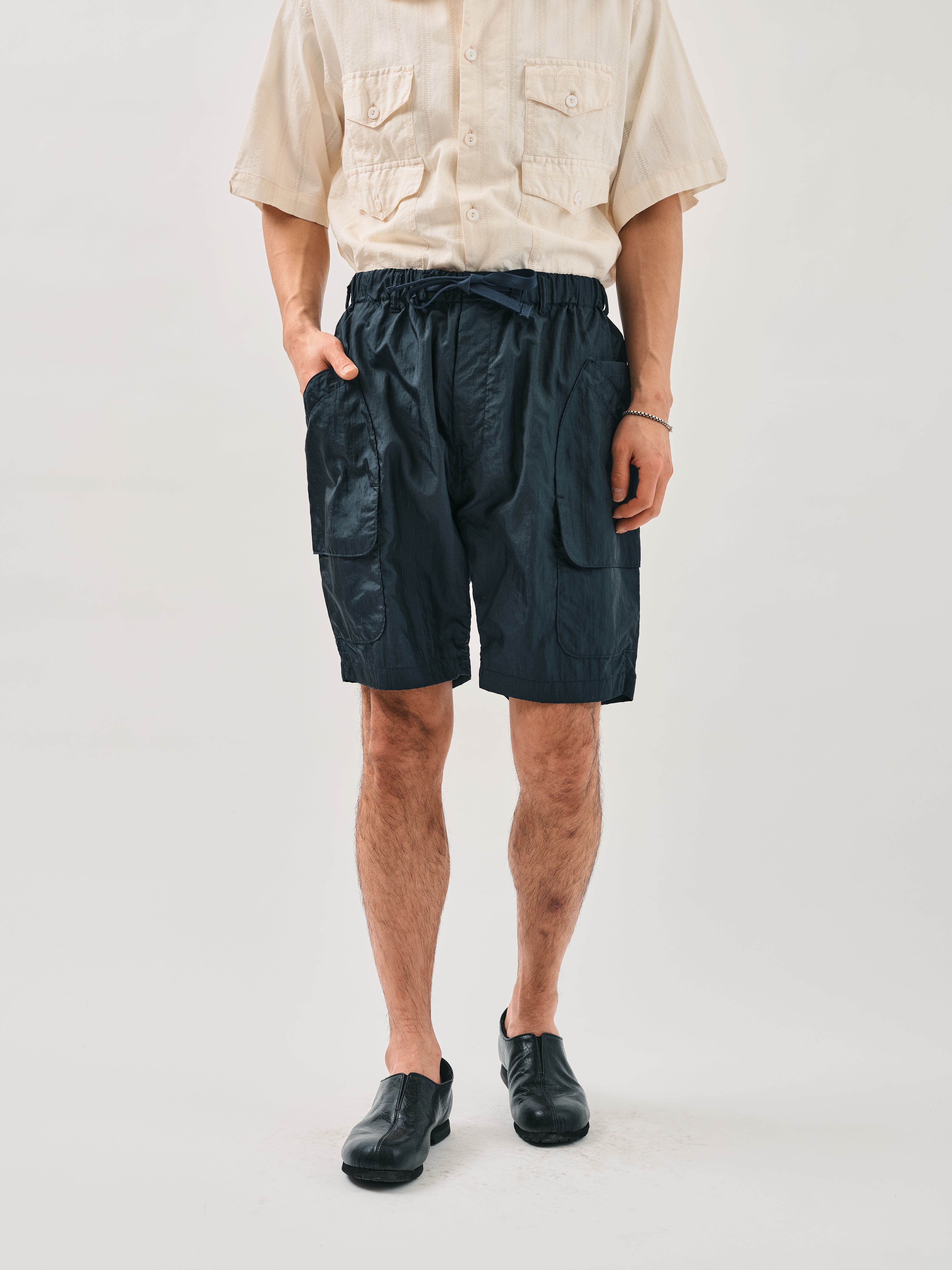 #2323E-CNN E-Z DEE's Shorts : crinkle nylon taffeta navy