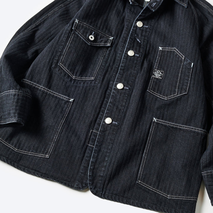 1102-CTB Engineers' Jacket : crinkle nylon taffeta black
