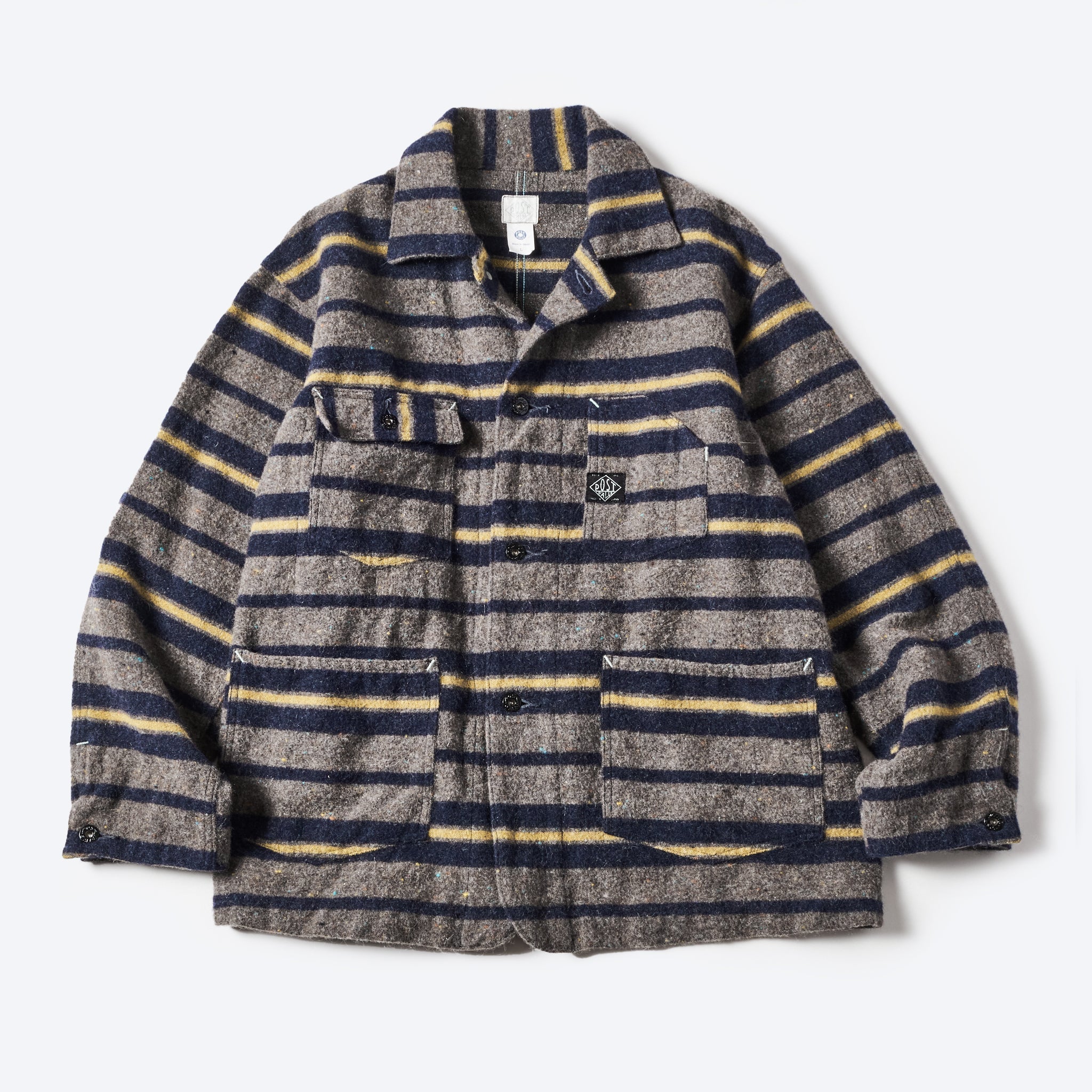 #1103-TWN Polarfleece Jacket (trashed wool version) : trashed wool navy stripe