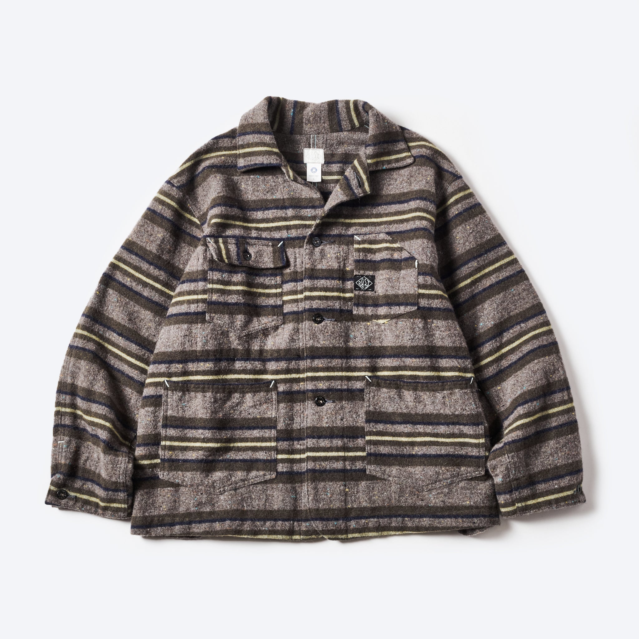 #1103-TWG Polarfleece Jacket (trashed wool version) : trashed wool green stripe