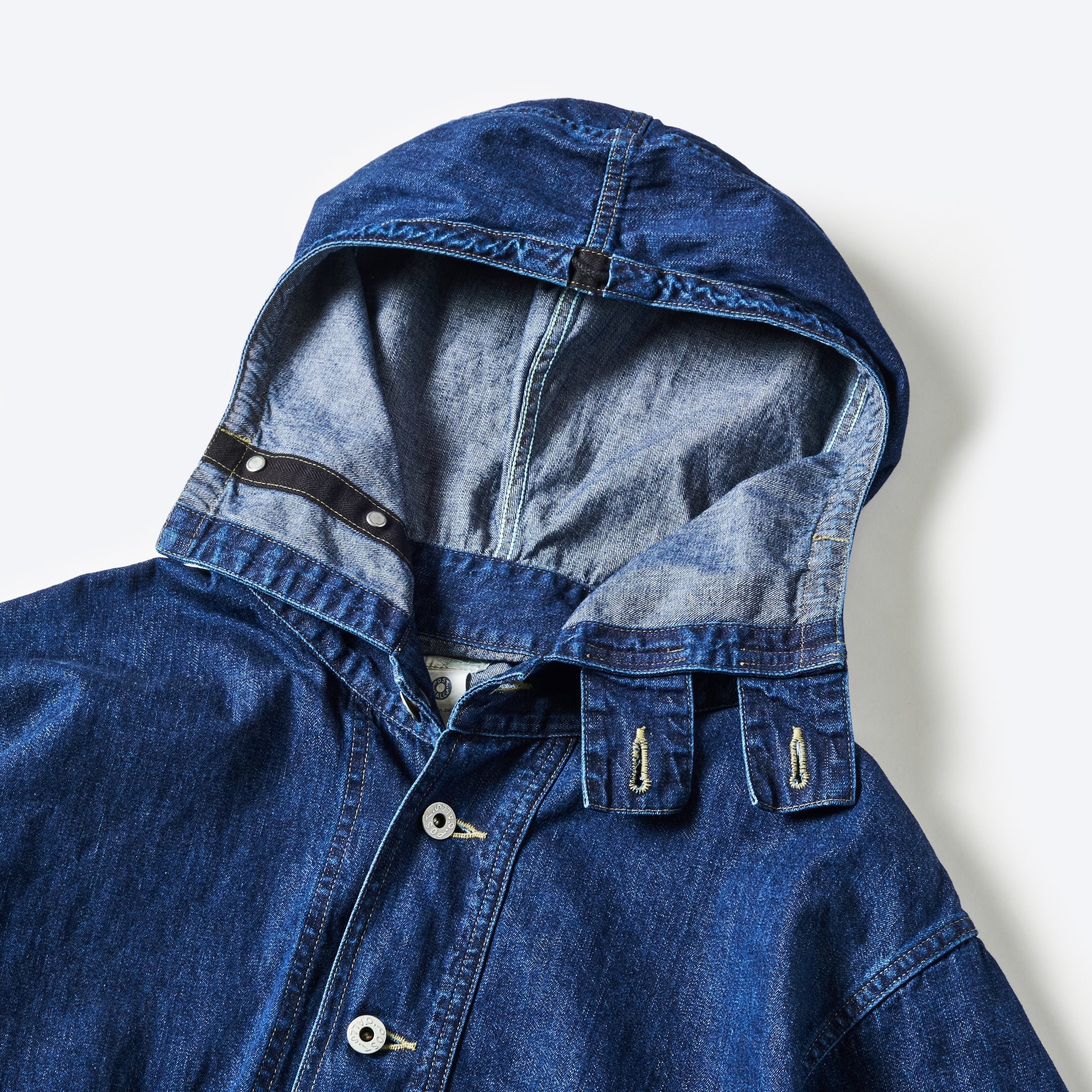 #1105-8DI NAVY Parka : blue denim w/OD-yellow stitch indigo