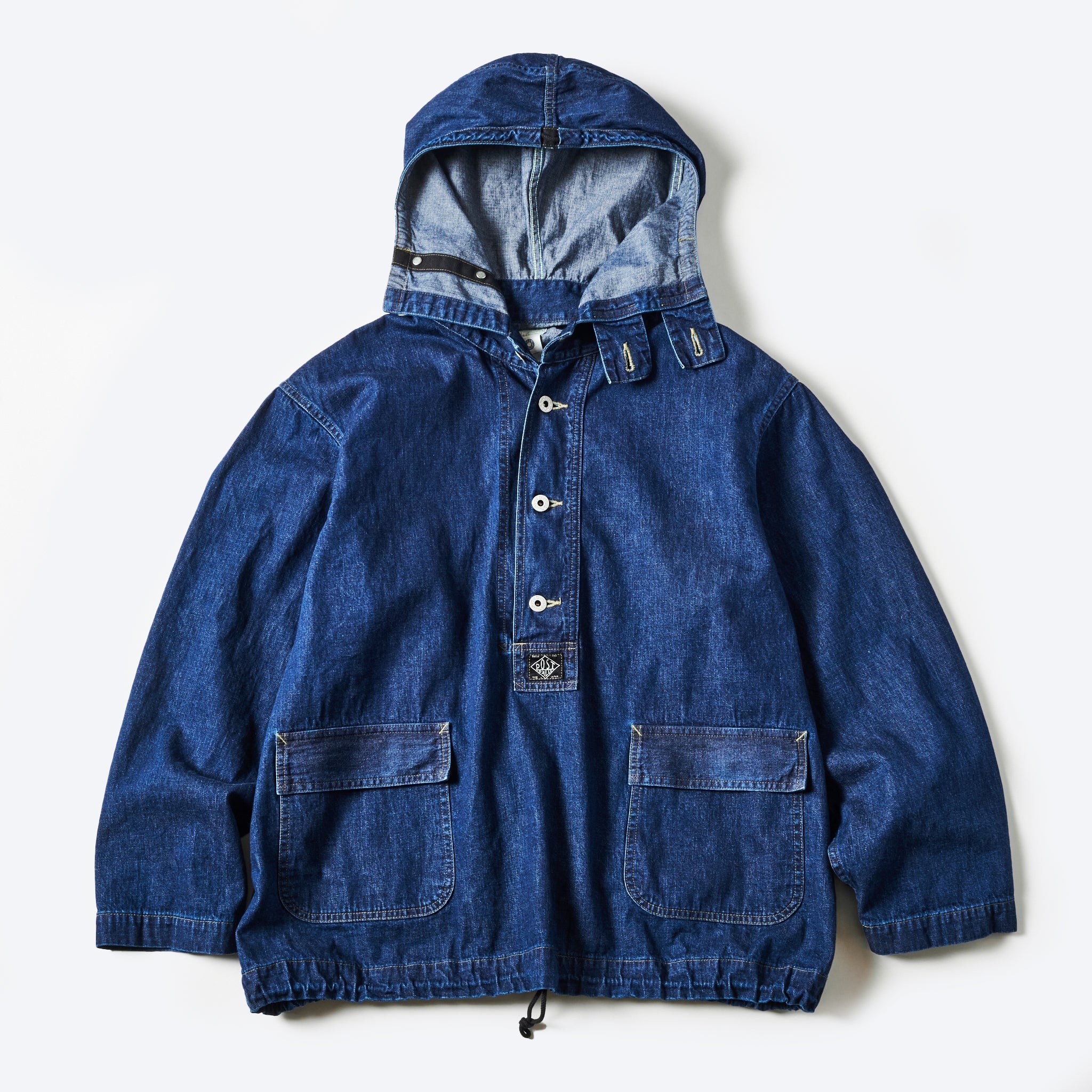 #1105-8DI NAVY Parka : blue denim w/OD-yellow stitch indigo